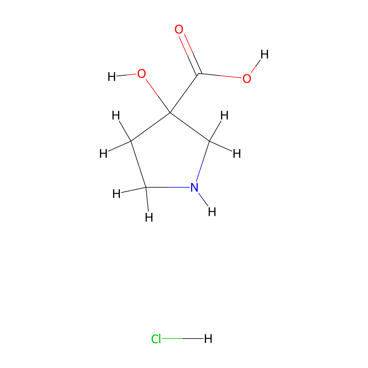 3-Hydroxypyrrolidine-3-carboxylic acid hydrochloride molecular structure, CAS 67117-23-1