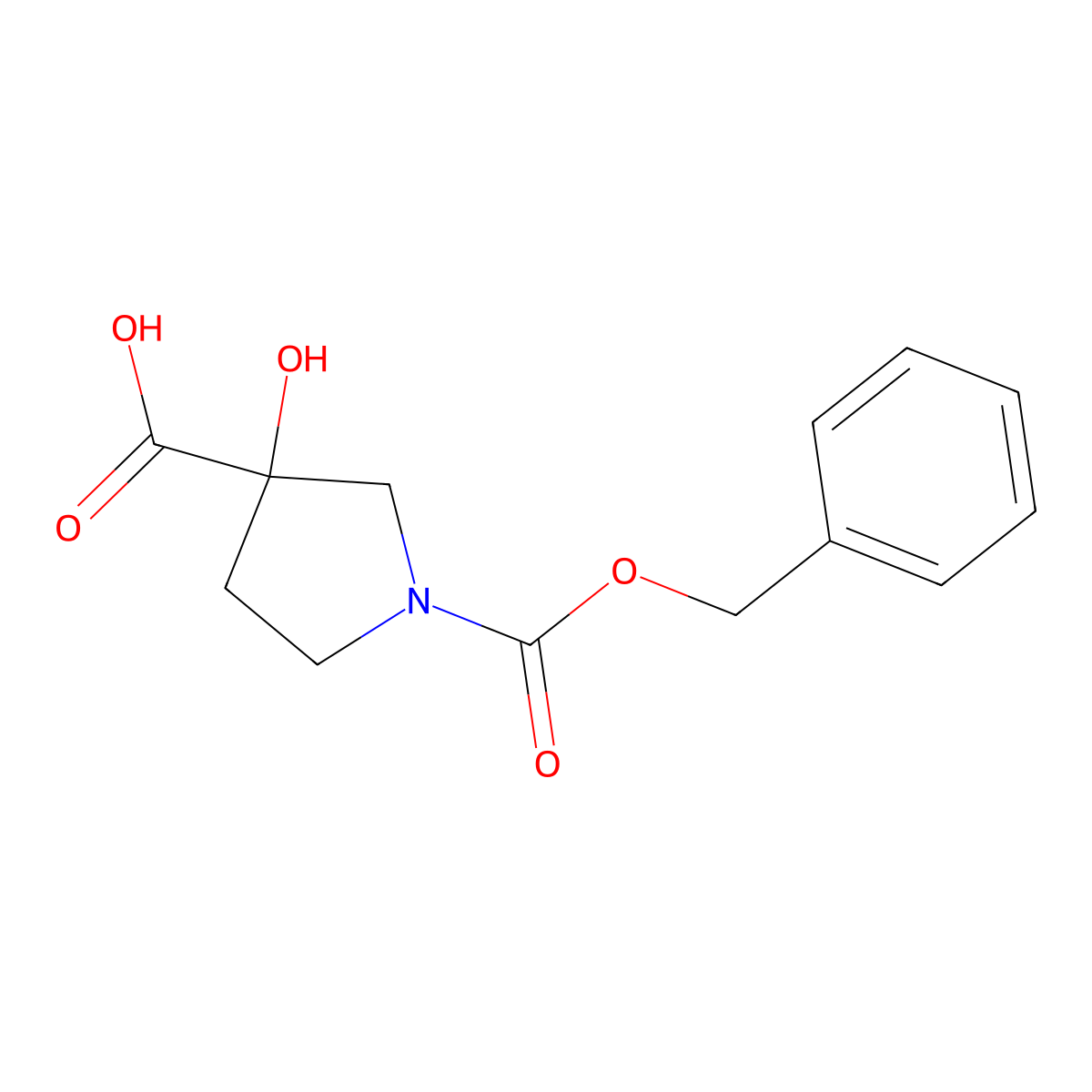 1-[(Benzyloxy)carbonyl]-3-hydroxypyrrolidine-3-carboxylic acid molecular structure, CAS 67117-24-2