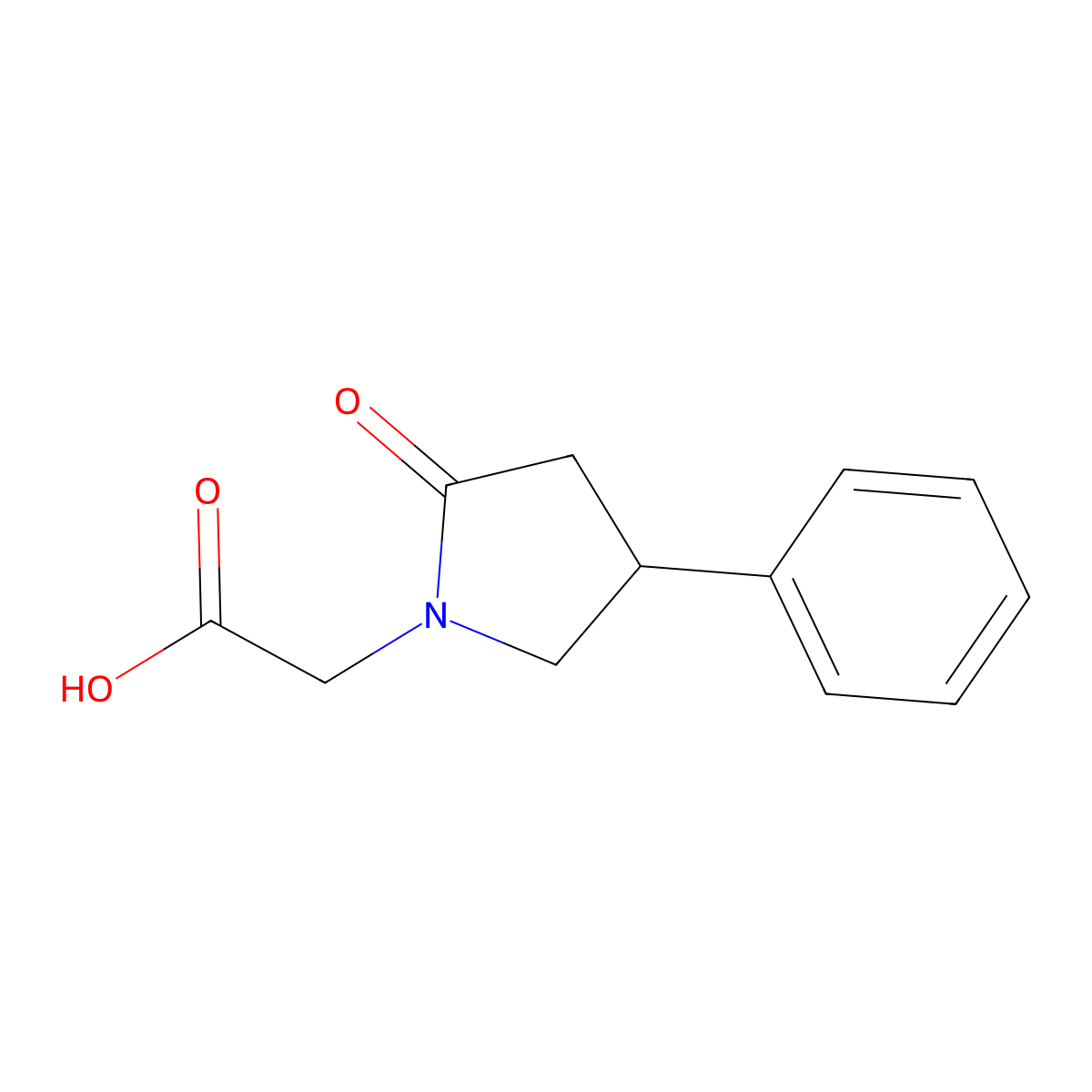 (2-Oxo-4-phenylpyrrolidin-1-yl)acetic acid molecular structure, CAS 67118-34-7