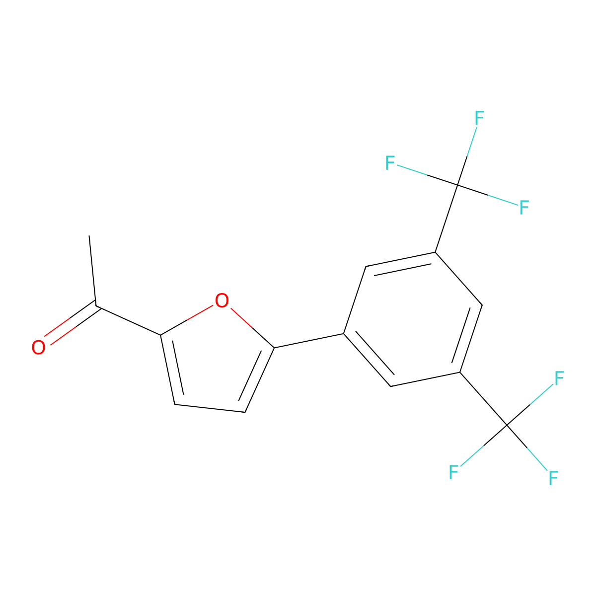 Ethanone, 1-[5-[3,5-bis(trifluoromethyl)phenyl]-2-furanyl]- molecular structure, CAS 671182-34-6
