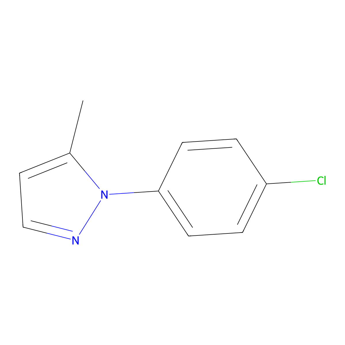 1-(4-chlorophenyl)-5-methyl-1H-pyrazole molecular structure, CAS 671182-58-4