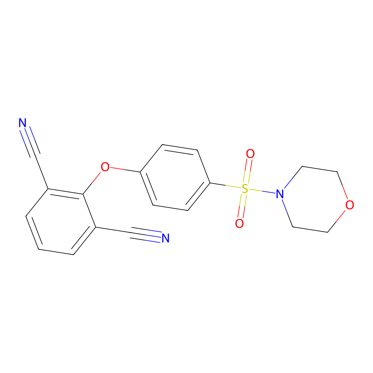 Morpholine, 4-[[4-(2,6-dicyanophenoxy)phenyl]sulfonyl]- molecular structure, CAS 671183-51-0