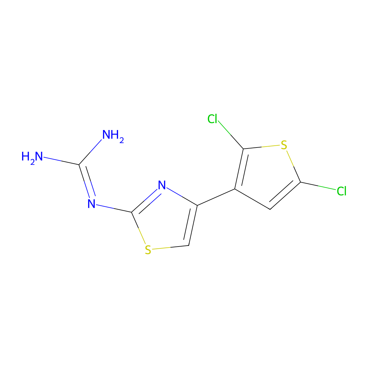2-[4-(2,5-Dichlorothiophen-3-yl)-1,3-thiazol-2-yl]guanidine molecular structure, CAS 671187-99-8