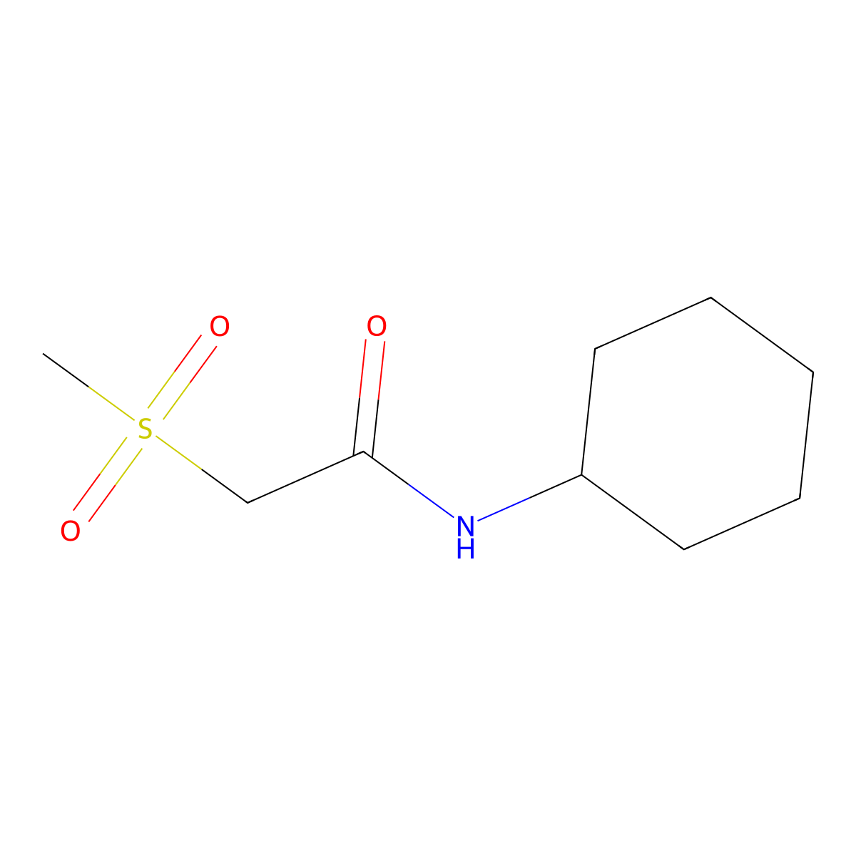 N-cyclohexyl-2-(methylsulfonyl)acetamide molecular structure, CAS 671188-37-7