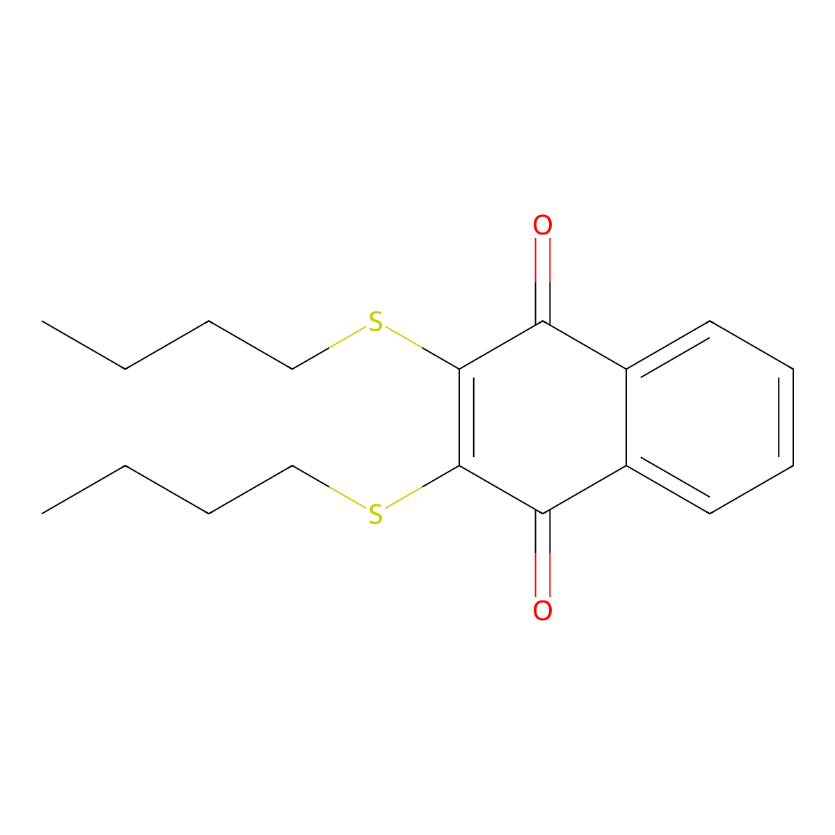 2,3-Bis(n-butylthio)-1,4-naphthalenedione molecular structure, CAS 671189-54-1