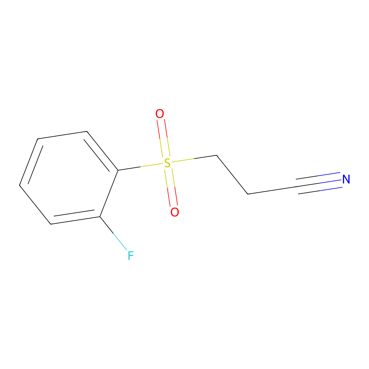 3-((2-Fluorophenyl)sulfonyl)propanenitrile molecular structure, CAS 671191-88-1