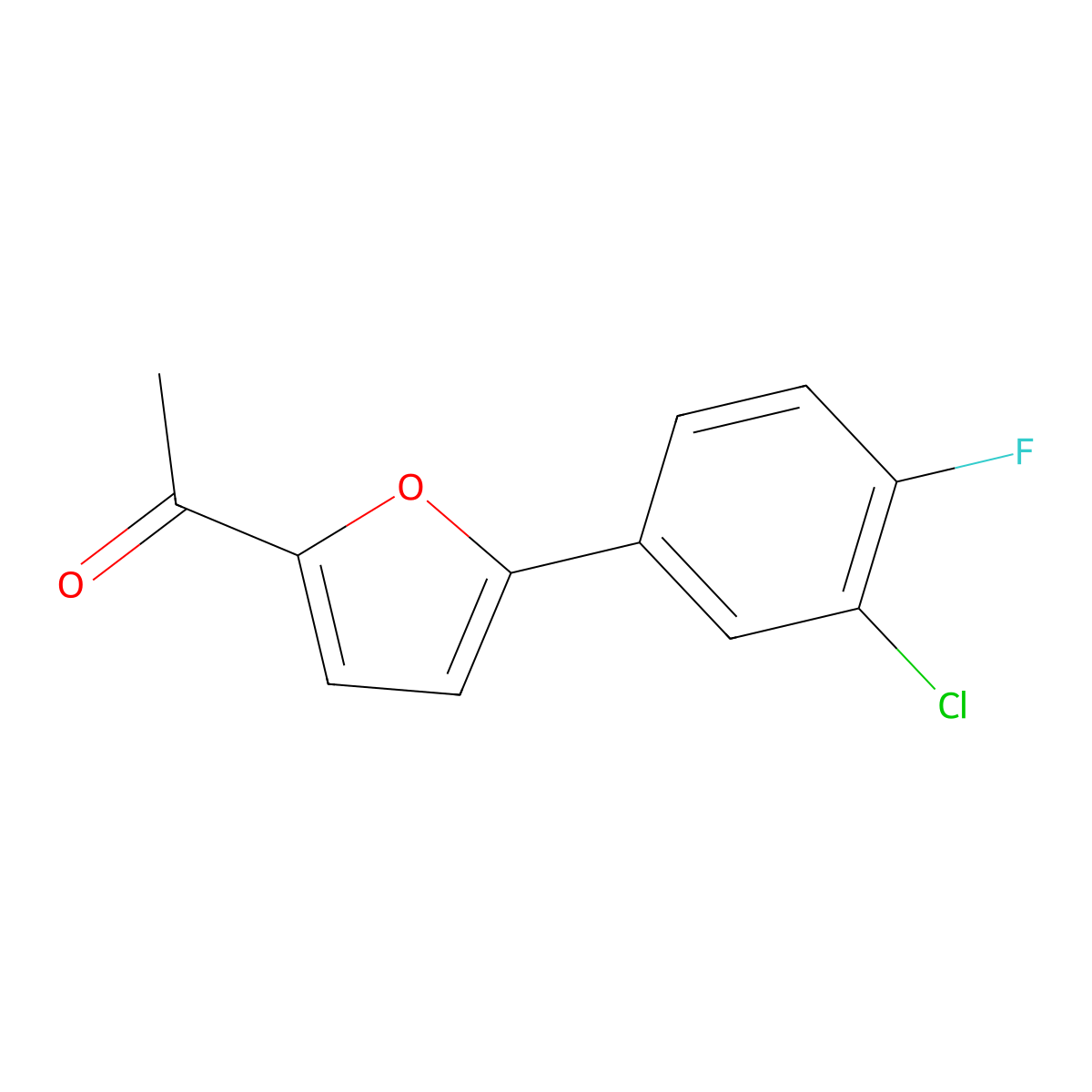 1-[5-(3-Chloro-4-fluorophenyl)-2-furyl]ethan-1-one molecular structure, CAS 671192-09-9