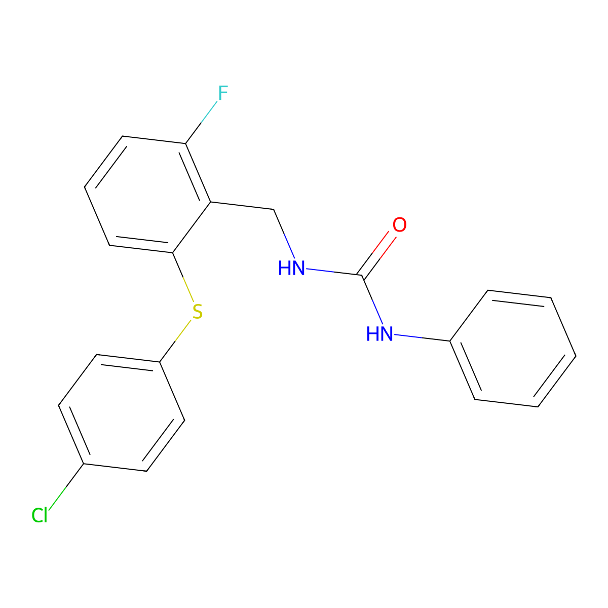 N-({2-[(4-Chlorophenyl)sulfanyl]-6-fluorophenyl}methyl)-N'-phenylurea molecular structure, CAS 671192-10-2