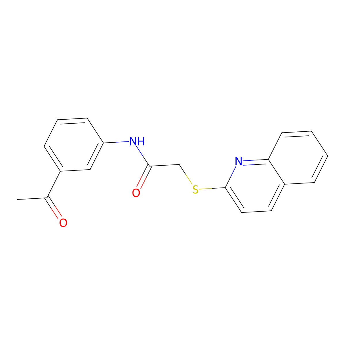N-(3-acetylphenyl)-2-(quinolin-2-ylsulfanyl)acetamide molecular structure, CAS 671198-62-2