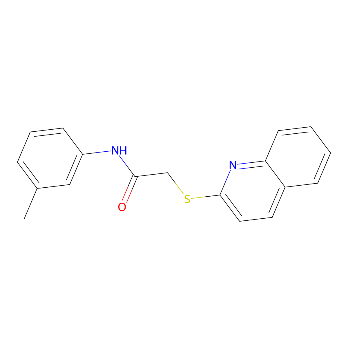 2-(quinolin-2-ylthio)-N-(m-tolyl)acetamide molecular structure, CAS 671198-64-4