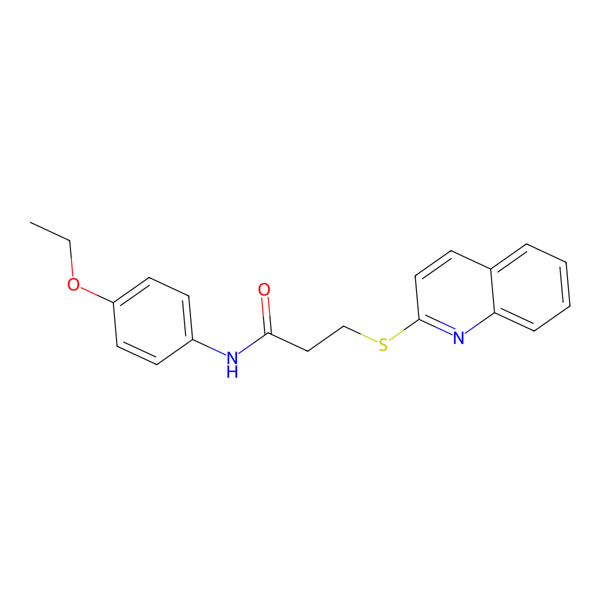 N-(4-ethoxyphenyl)-3-(quinolin-2-ylthio)propanamide molecular structure, CAS 671198-65-5