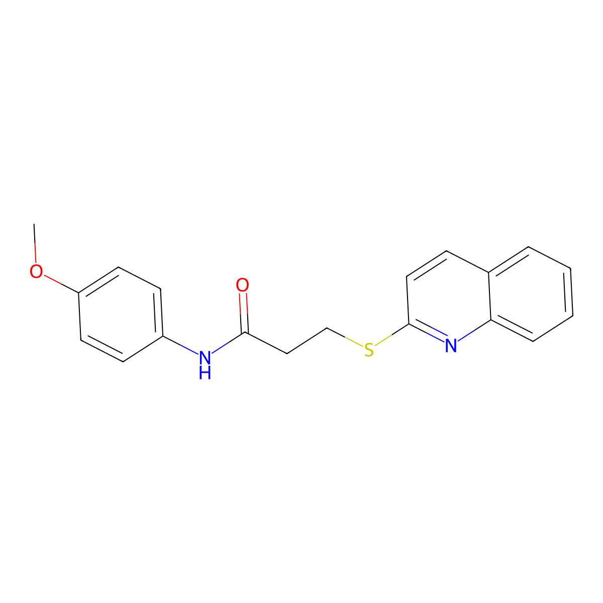 N-(4-methoxyphenyl)-3-(2-quinolinylthio)propanamide molecular structure, CAS 671198-66-6
