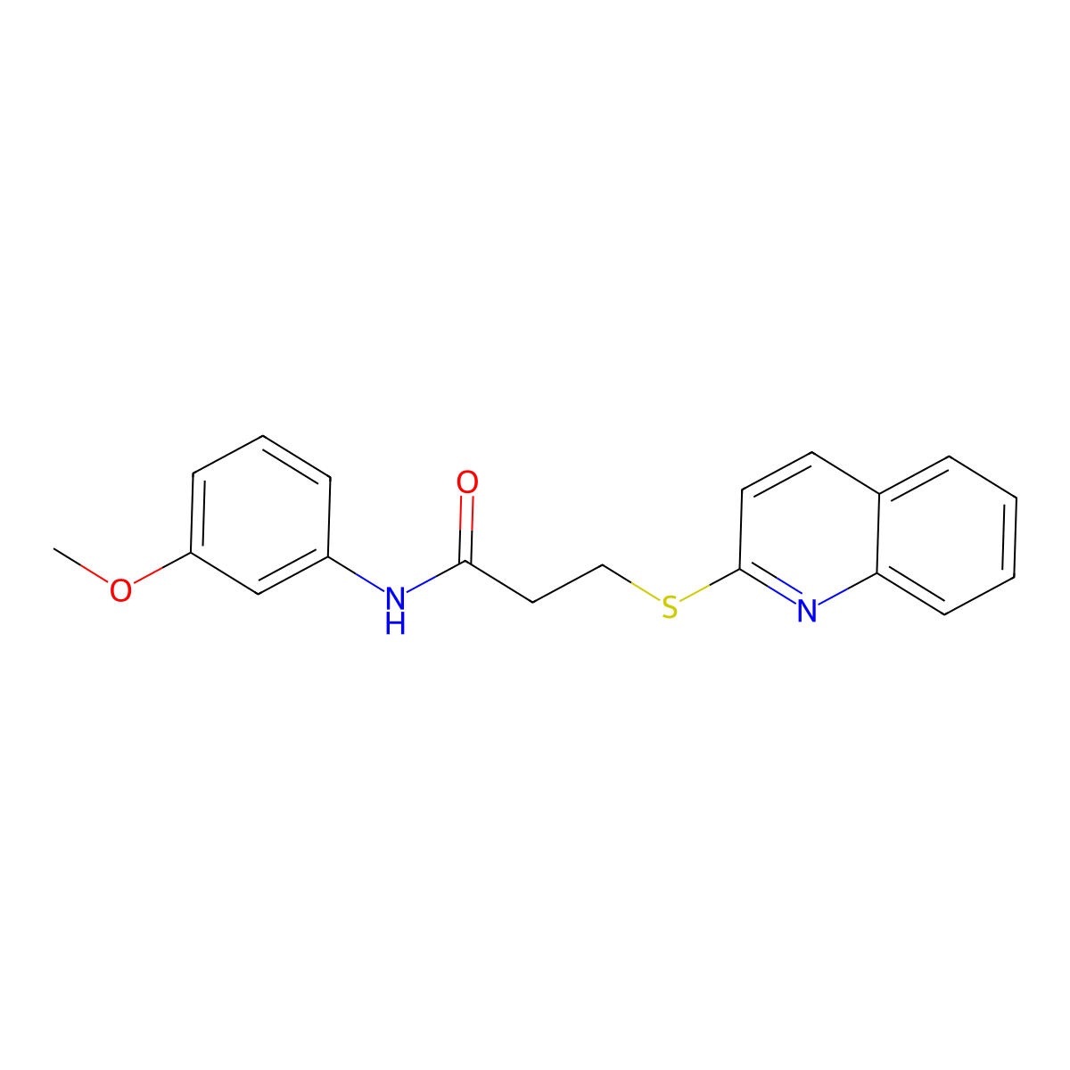 N-(3-methoxyphenyl)-3-(quinolin-2-ylthio)propanamide molecular structure, CAS 671198-67-7
