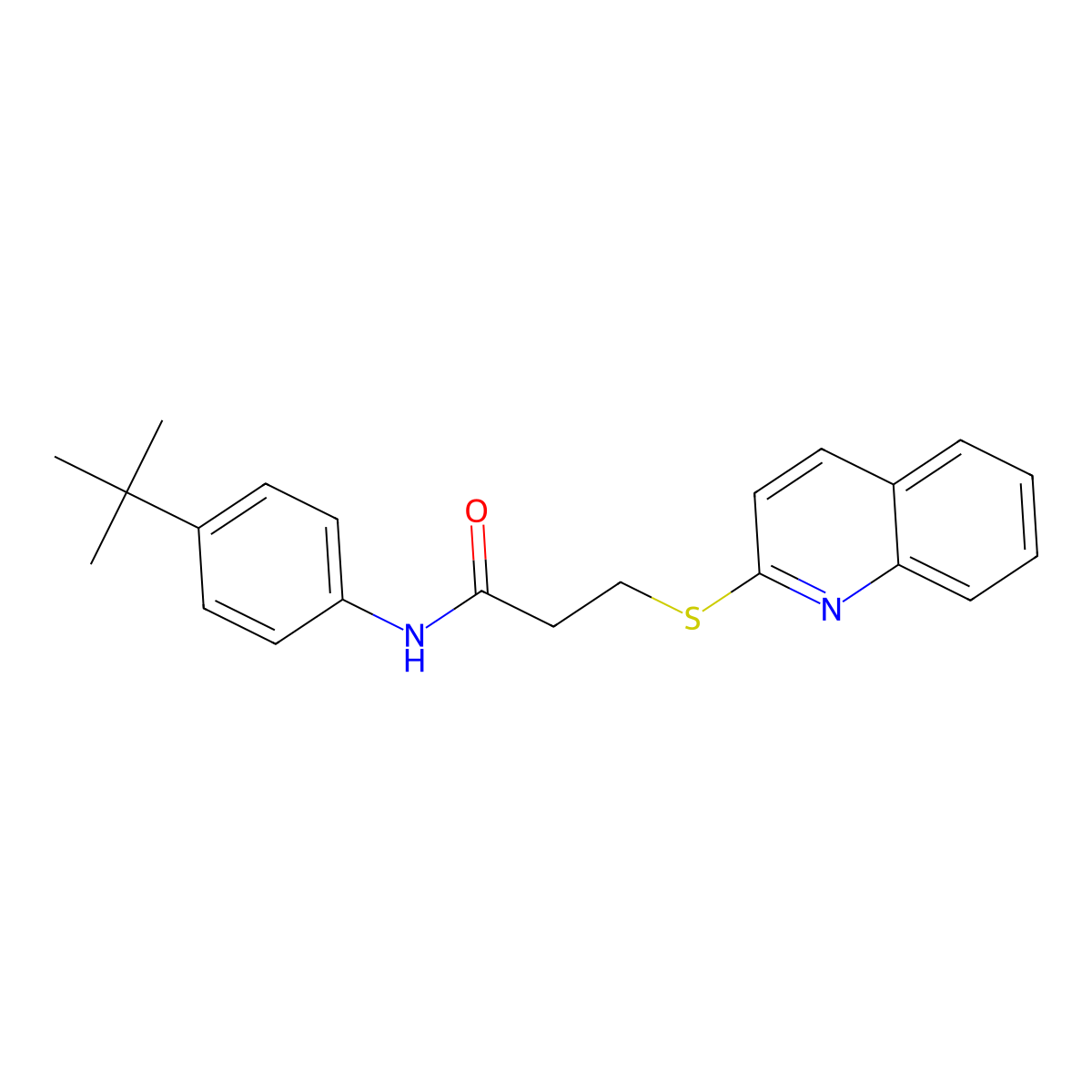 N-(4-tert-butylphenyl)-3-quinolin-2-ylsulfanylpropanamide molecular structure, CAS 671198-69-9