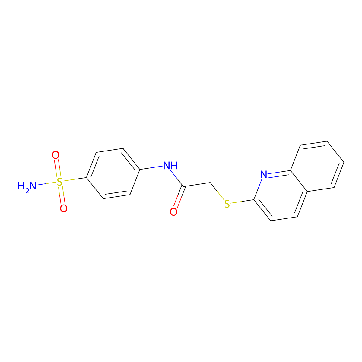2-quinolin-2-ylsulfanyl-N-(4-sulfamoylphenyl)acetamide molecular structure, CAS 671198-73-5