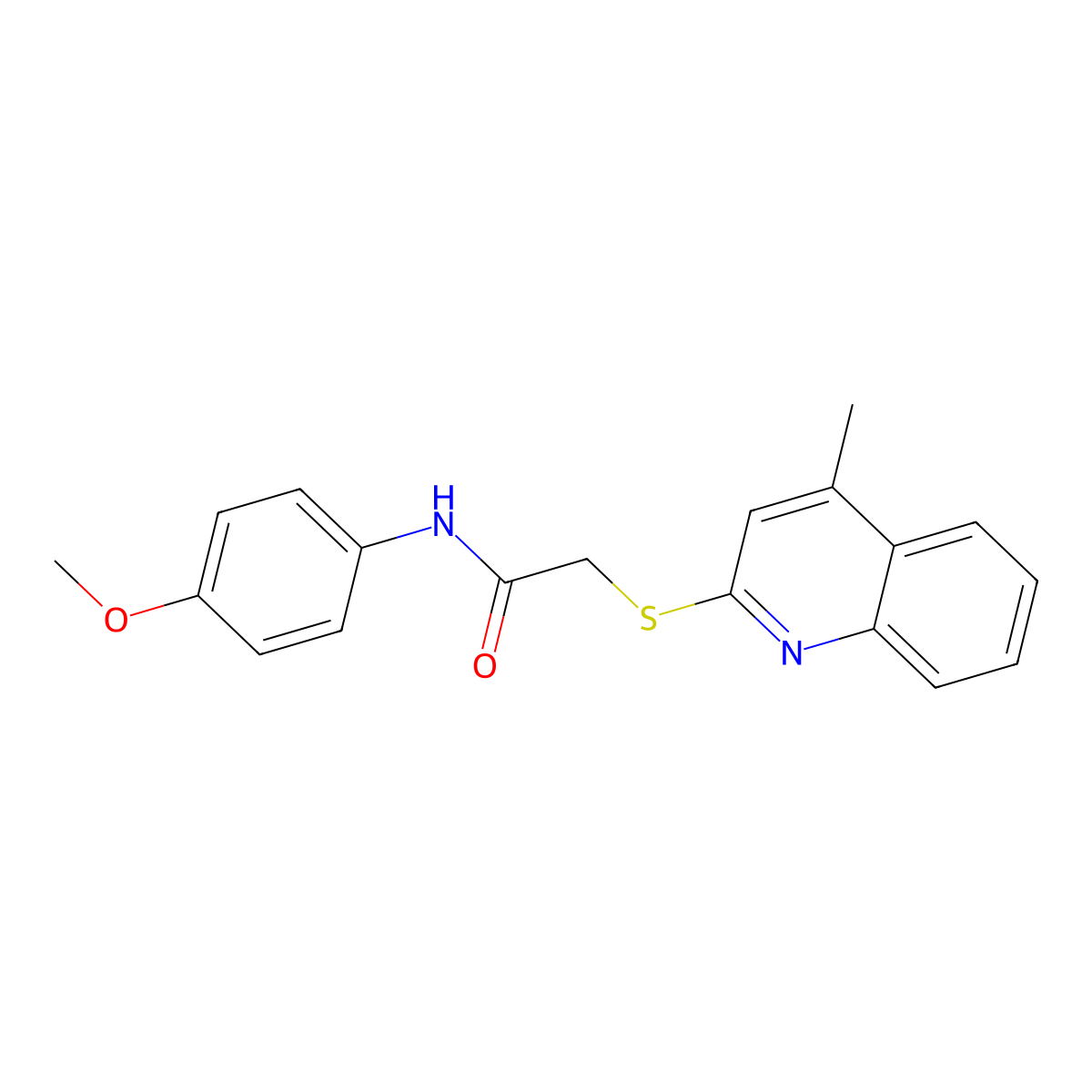 N-(4-methoxyphenyl)-2-(4-methylquinolin-2-yl)sulfanylacetamide molecular structure, CAS 671198-75-7
