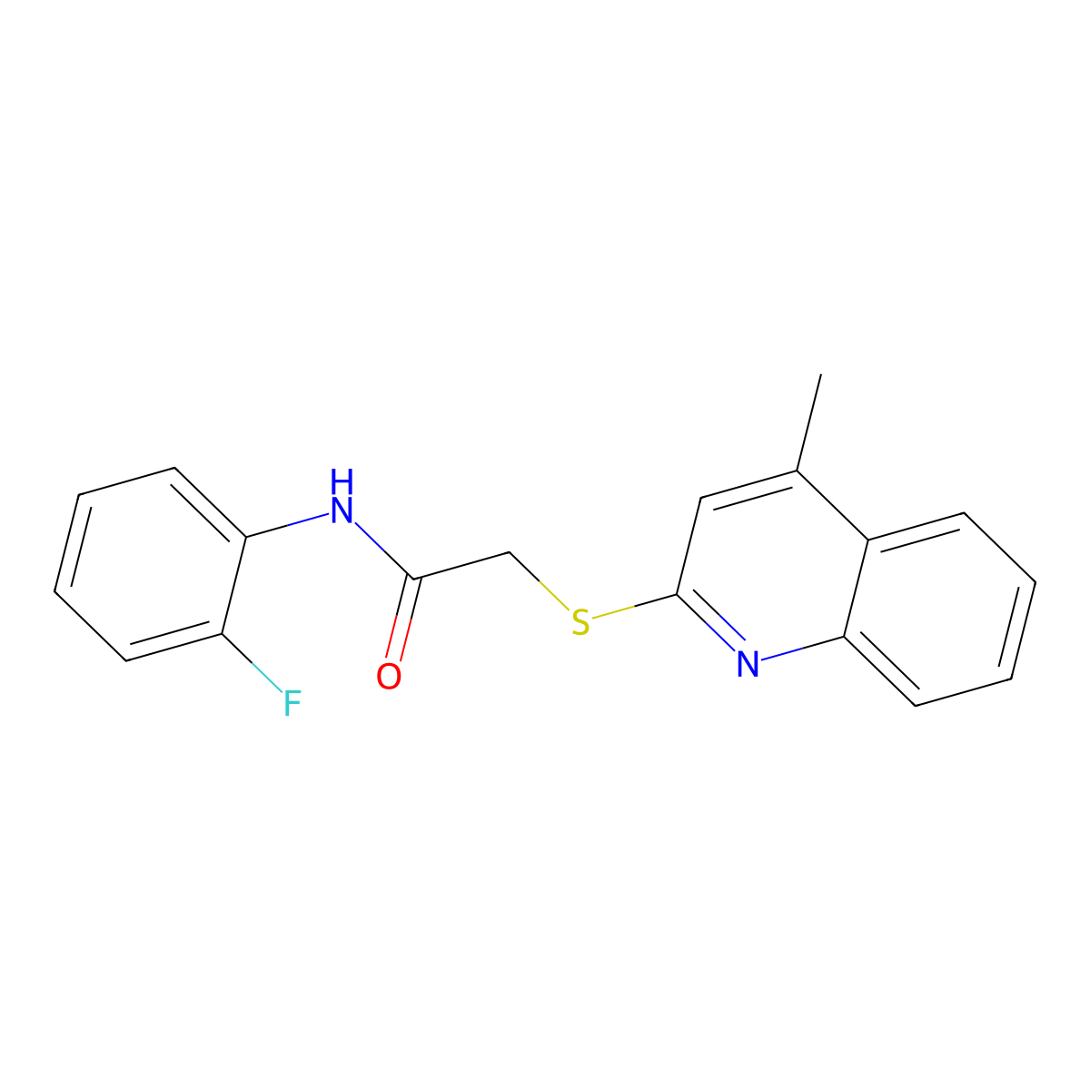 N-(2-fluorophenyl)-2-((4-methylquinolin-2-yl)thio)acetamide molecular structure, CAS 671198-82-6