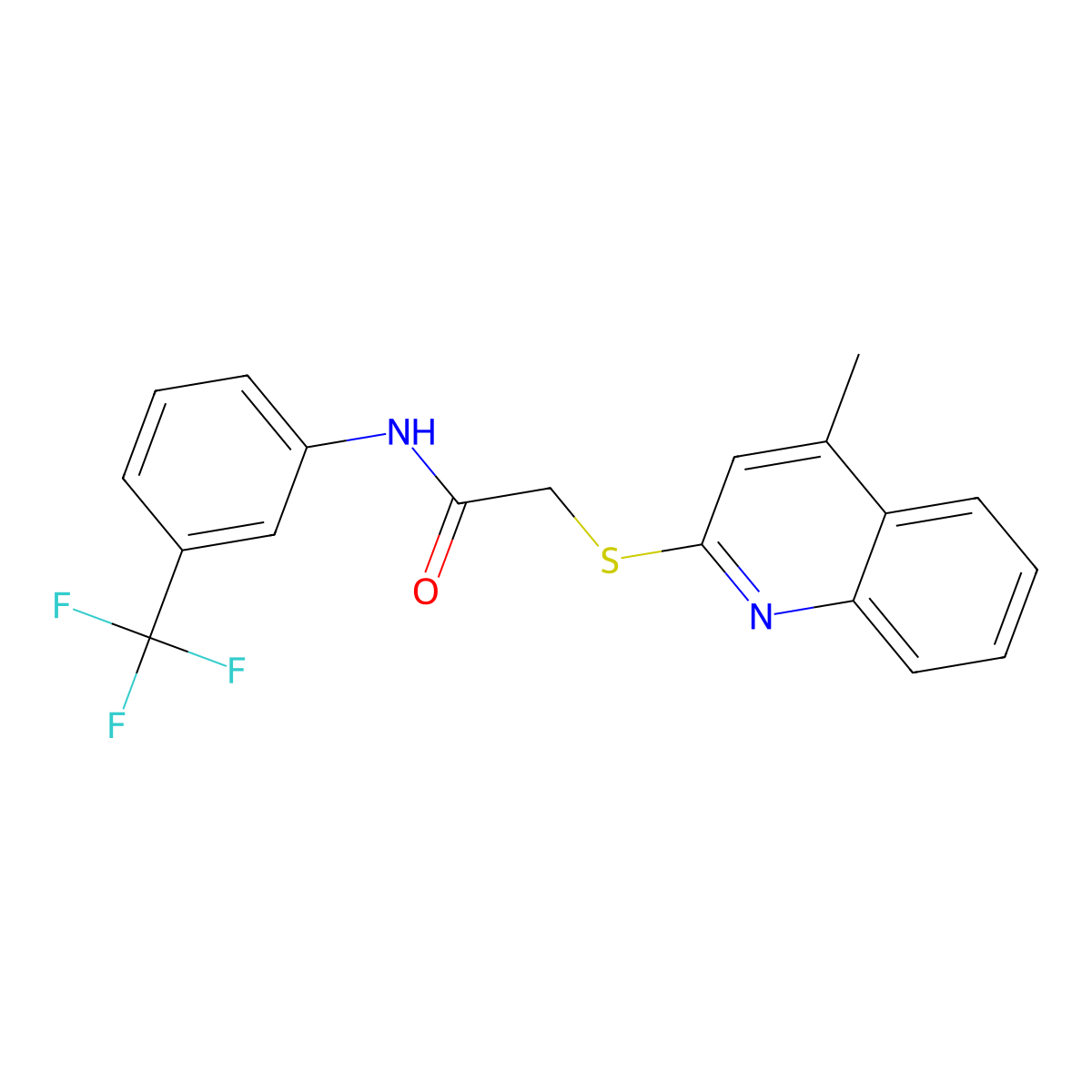 2-(4-methylquinolin-2-yl)sulfanyl-N-[3-(trifluoromethyl)phenyl]acetamide molecular structure, CAS 671198-83-7