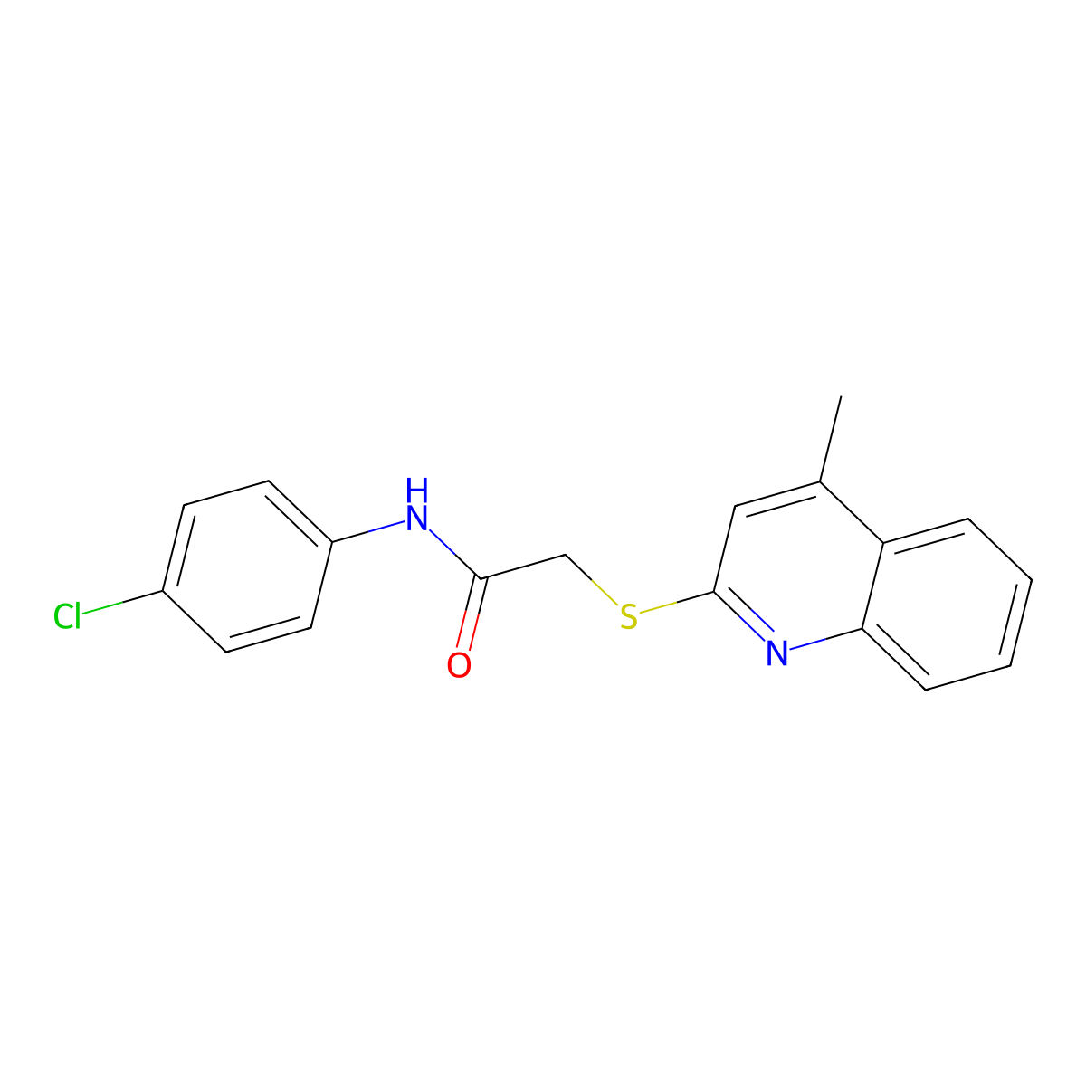N-(4-chlorophenyl)-2-((4-methylquinolin-2-yl)thio)acetamide molecular structure, CAS 671198-84-8