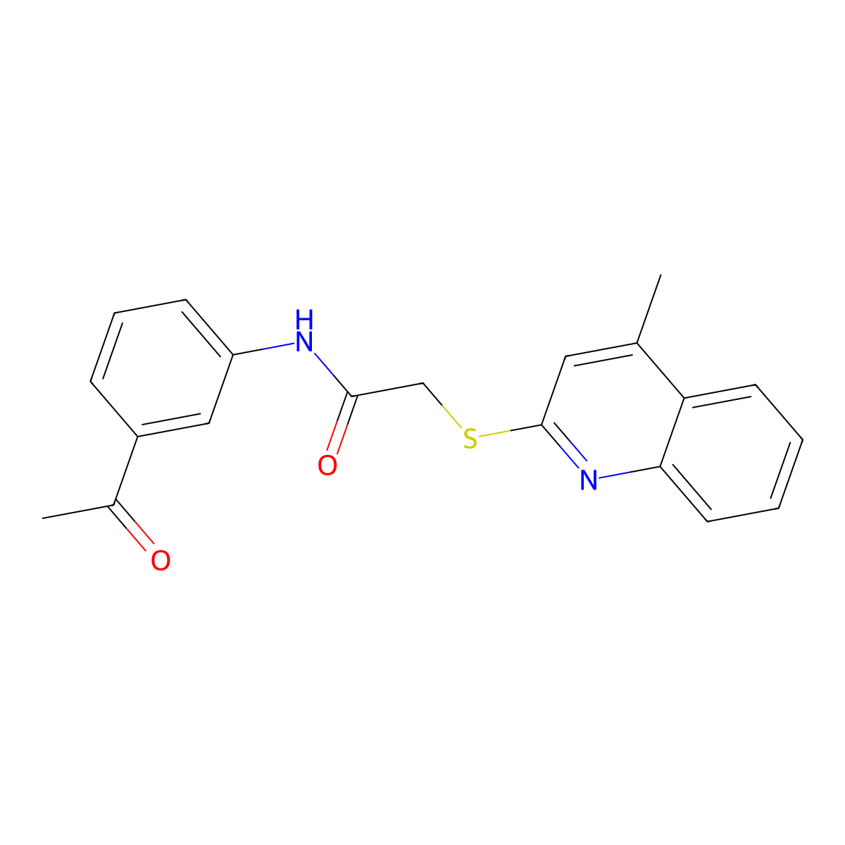 N-(3-acetylphenyl)-2-((4-methylquinolin-2-yl)thio)acetamide molecular structure, CAS 671198-90-6