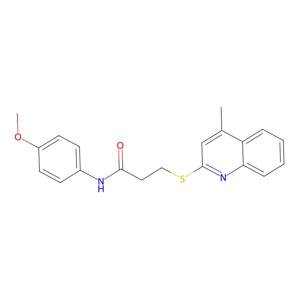N-(4-methoxyphenyl)-3-[(4-methyl-2-quinolinyl)sulfanyl]propanamide molecular structure, CAS 671198-91-7