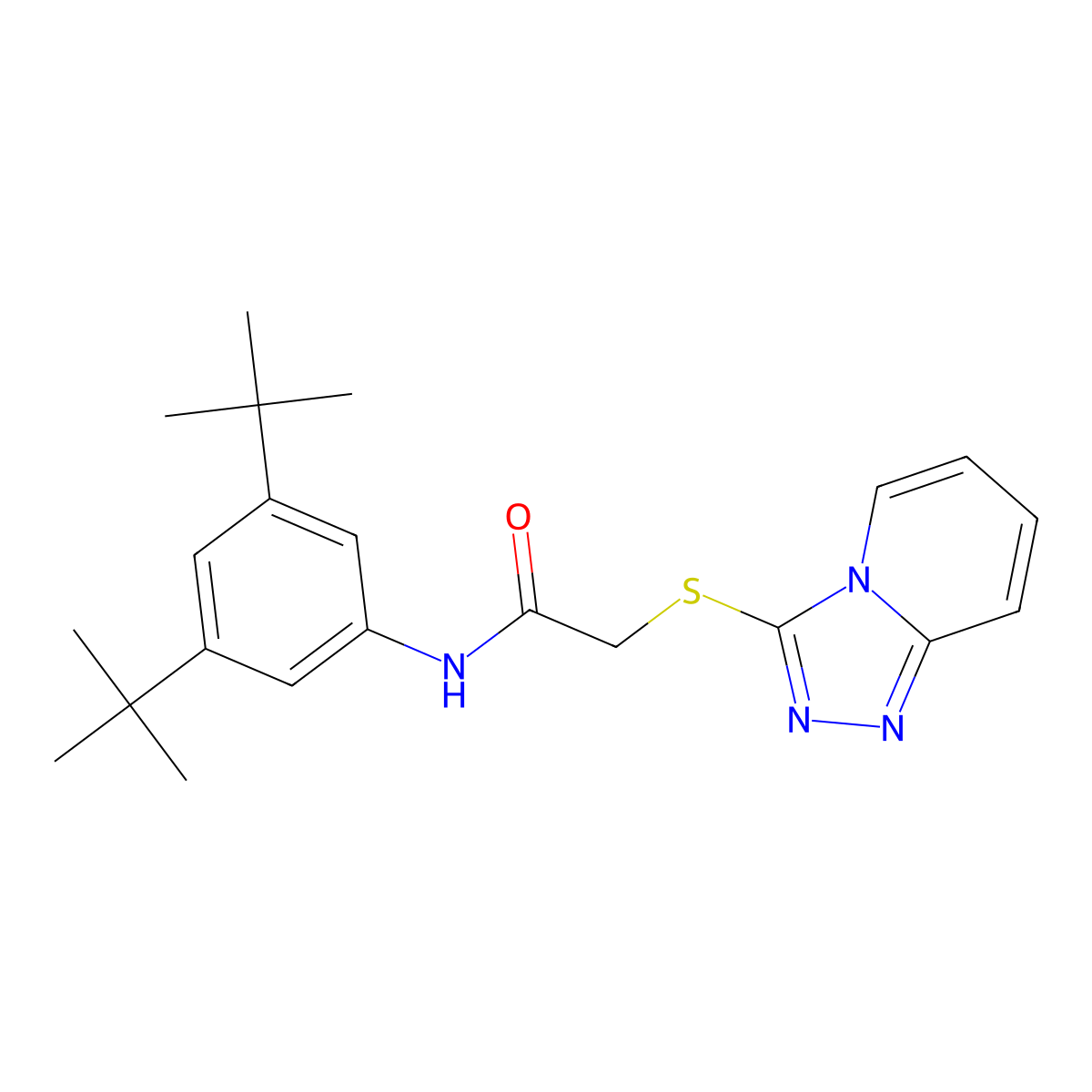 N-(3,5-ditert-butylphenyl)-2-([1,2,4]triazolo[4,3-a]pyridin-3-ylsulfanyl)acetamide molecular structure, CAS 671198-94-0