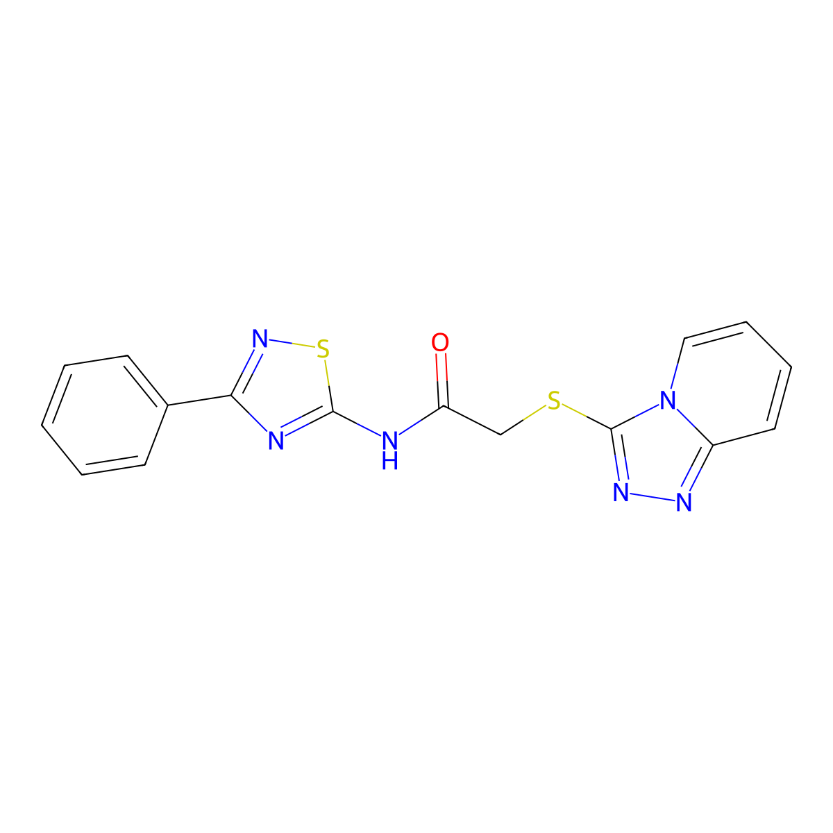 N-(3-phenyl-1,2,4-thiadiazol-5-yl)-2-{[1,2,4]triazolo[4,3-a]pyridin-3-ylsulfanyl}acetamide molecular structure, CAS 671198-96-2