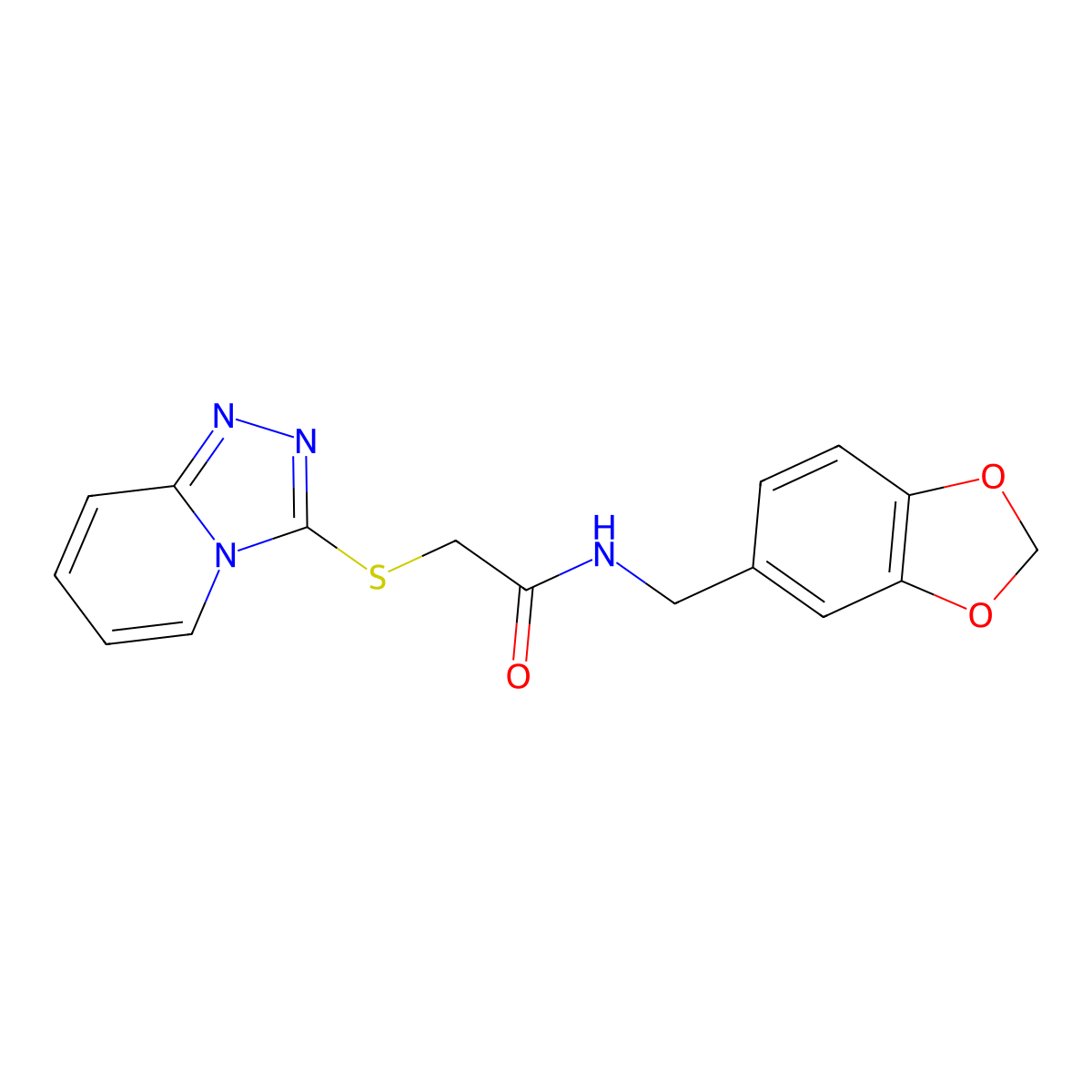 N-(1,3-benzodioxol-5-ylmethyl)-2-([1,2,4]triazolo[4,3-a]pyridin-3-ylsulfanyl)acetamide molecular structure, CAS 671198-97-3