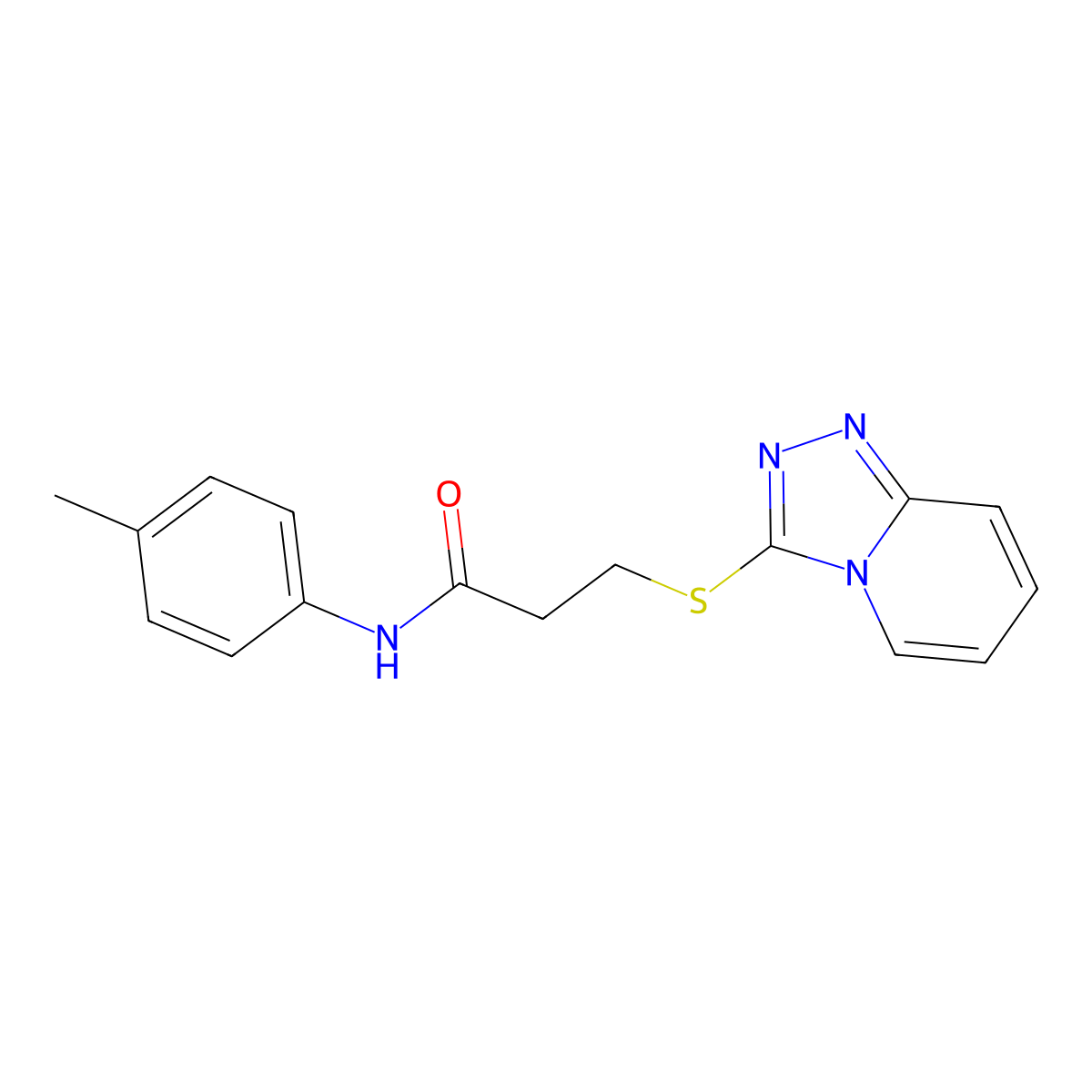 3-([1,2,4]triazolo[4,3-a]pyridin-3-ylthio)-N-(p-tolyl)propanamide molecular structure, CAS 671199-04-5