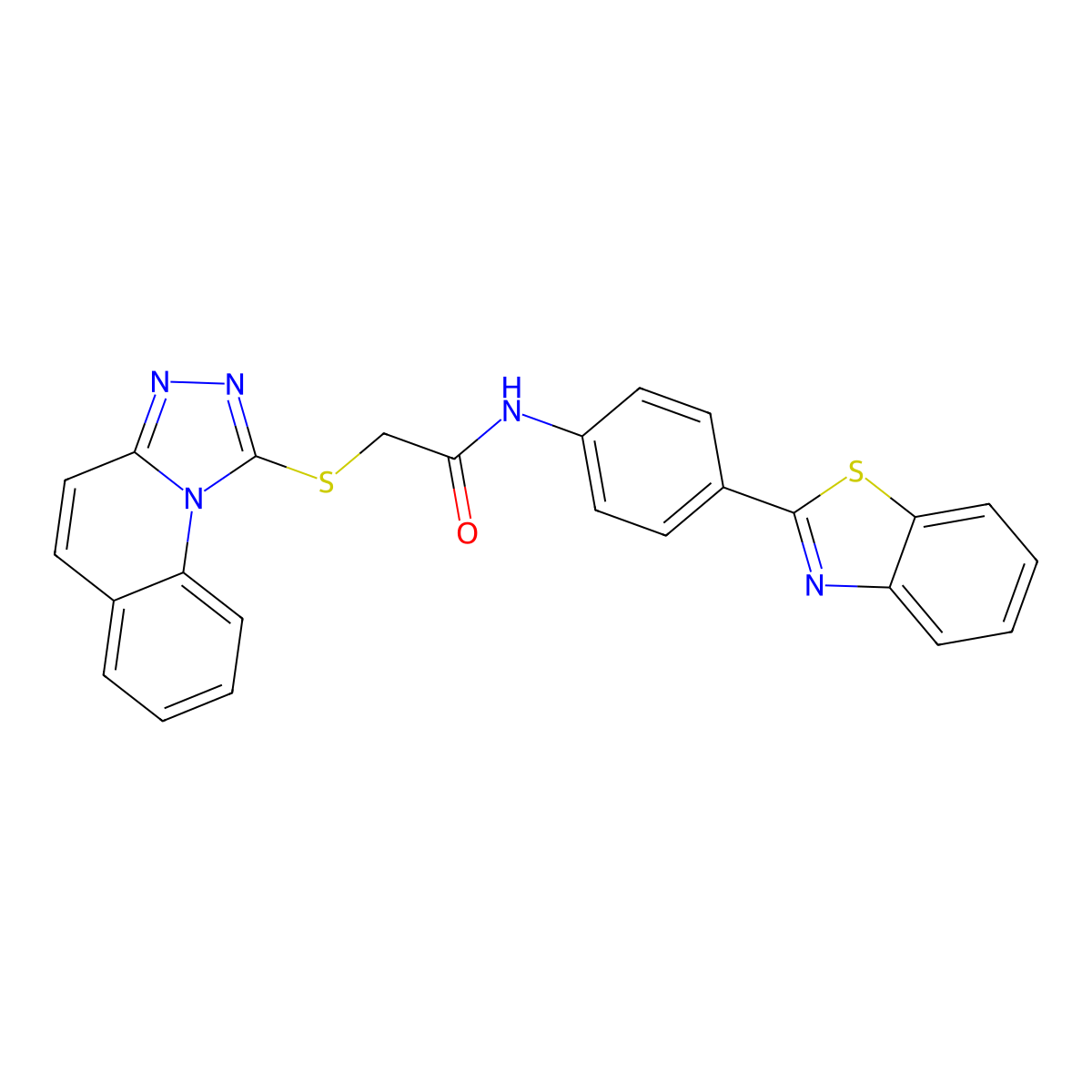N-[4-(1,3-Benzothiazol-2-YL)phenyl]-2-{[1,2,4]triazolo[4,3-A]quinolin-1-ylsulfanyl}acetamide molecular structure, CAS 671199-14-7