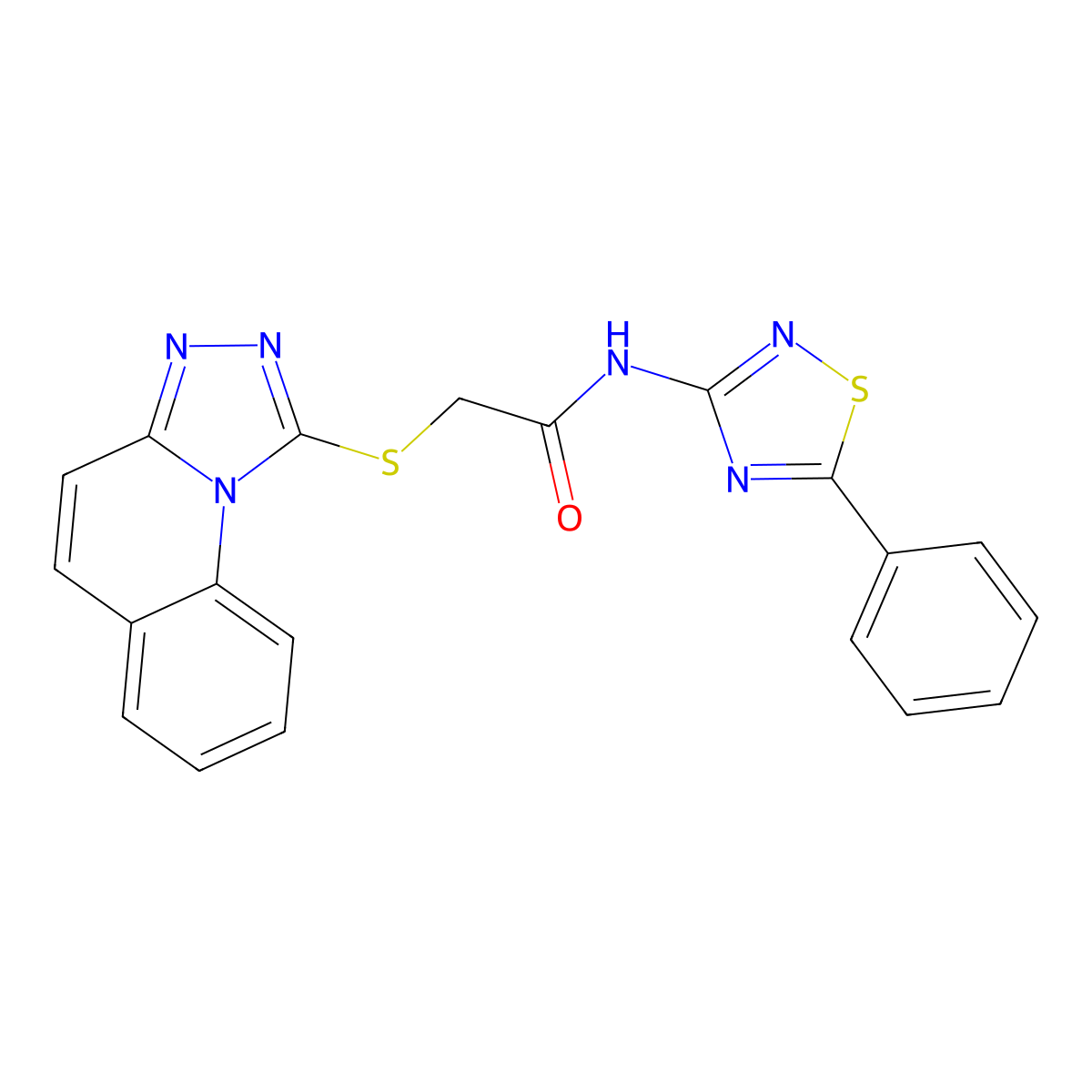 N-(5-phenyl-1,2,4-thiadiazol-3-yl)-2-{[1,2,4]triazolo[4,3-a]quinolin-1-ylsulfanyl}acetamide molecular structure, CAS 671199-15-8