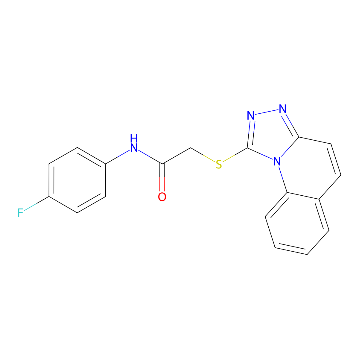 2-([1,2,4]triazolo[4,3-a]quinolin-1-ylthio)-N-(4-fluorophenyl)acetamide molecular structure, CAS 671199-16-9
