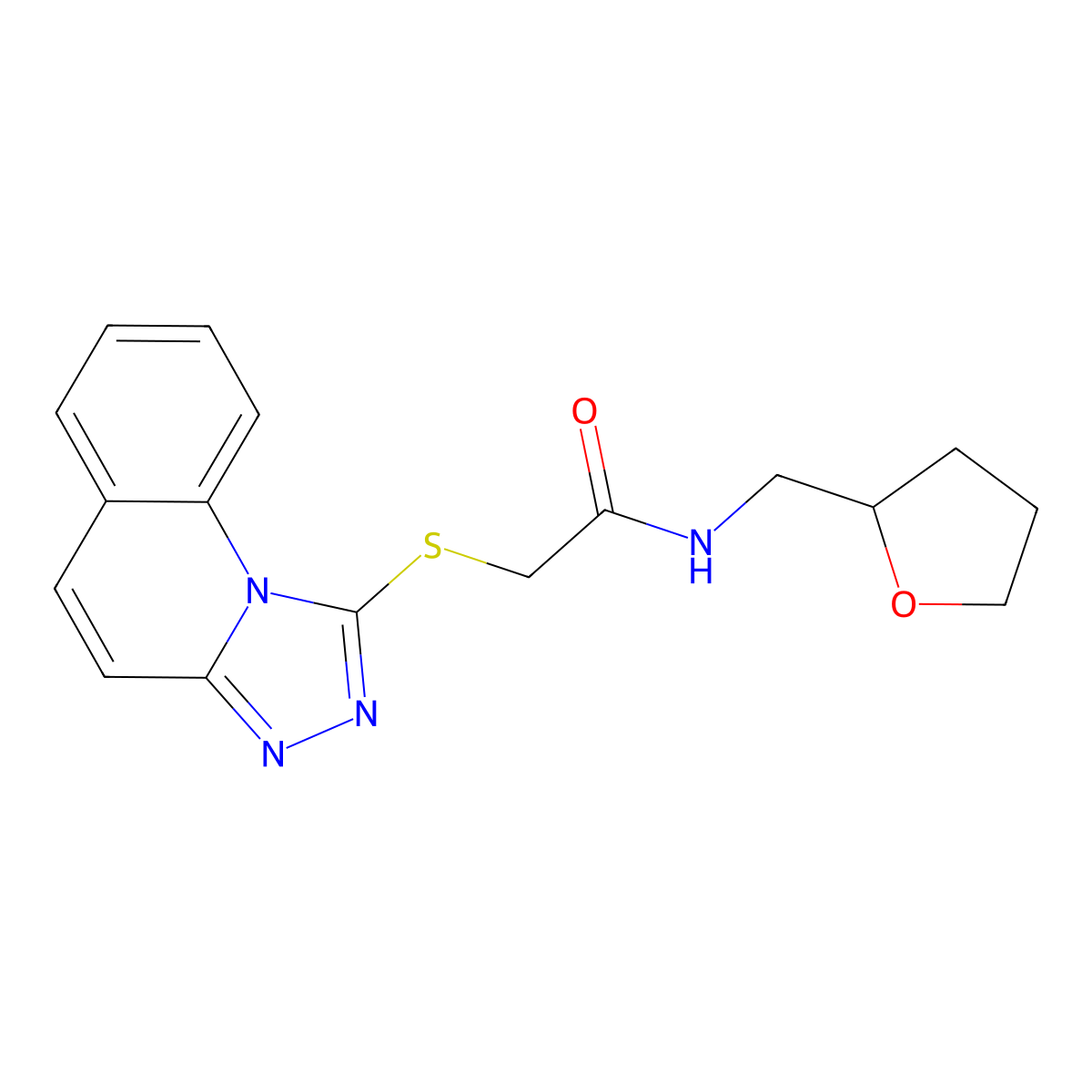 N-[(oxolan-2-yl)methyl]-2-{[1,2,4]triazolo[4,3-a]quinolin-1-ylsulfanyl}acetamide molecular structure, CAS 671199-20-5