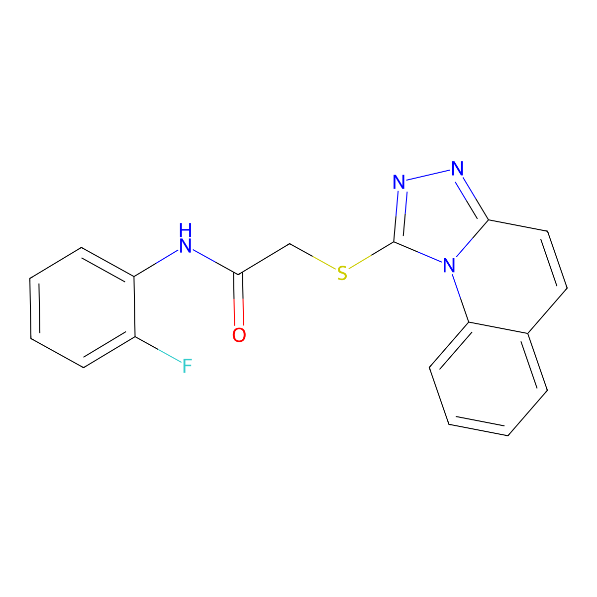 N-(2-fluorophenyl)-2-{[1,2,4]triazolo[4,3-a]quinolin-1-ylsulfanyl}acetamide molecular structure, CAS 671199-21-6