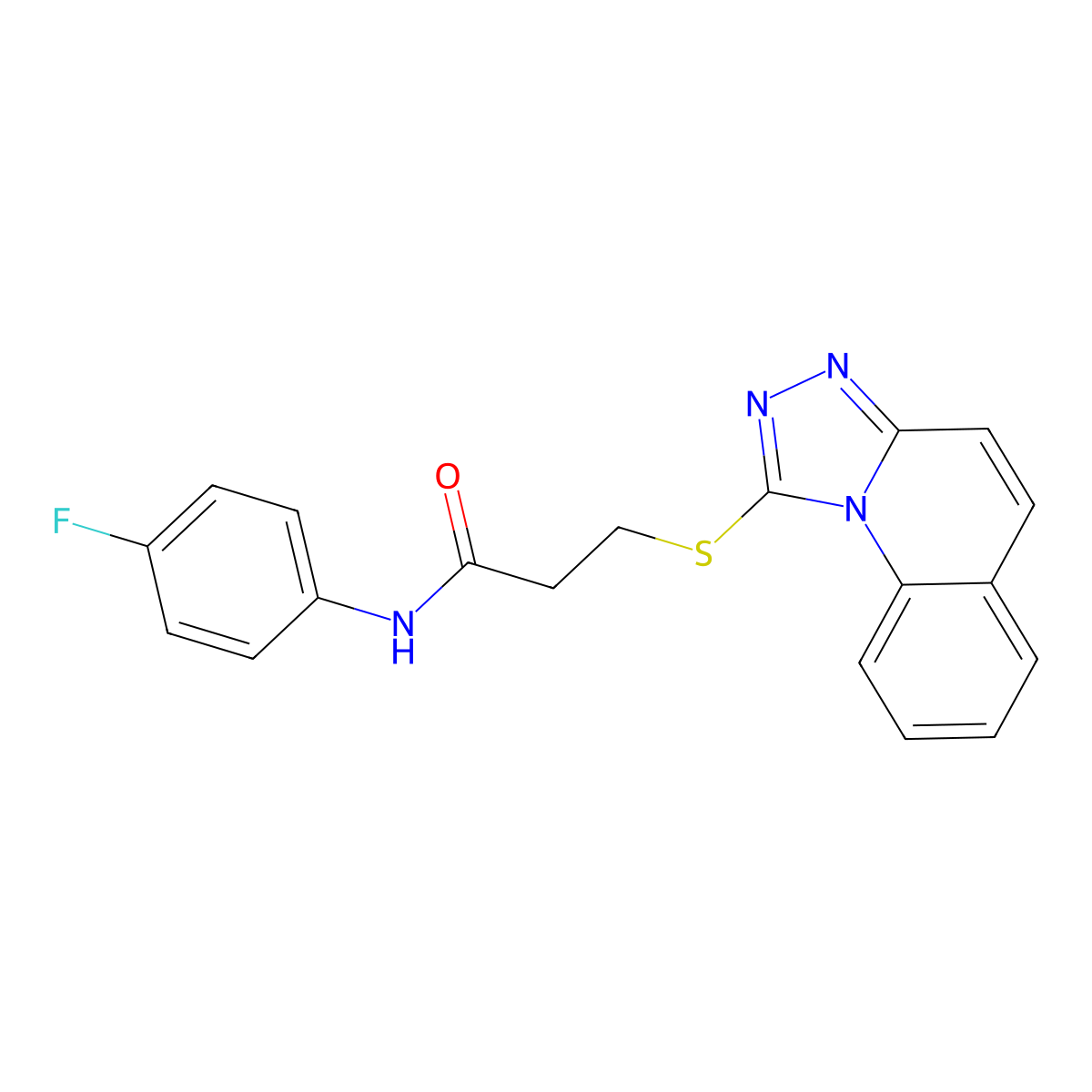 N-(4-fluorophenyl)-3-([1,2,4]triazolo[4,3-a]quinolin-1-ylthio)propanamide molecular structure, CAS 671199-32-9
