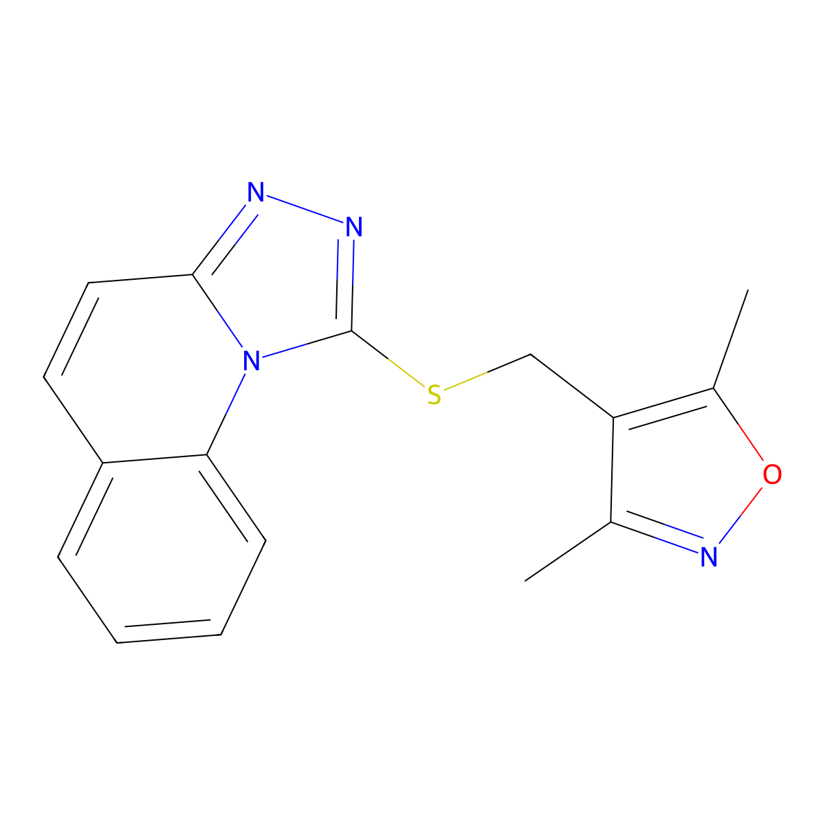 4-(([1,2,4]Triazolo[4,3-a]quinolin-1-ylthio)methyl)-3,5-dimethylisoxazole molecular structure, CAS 671199-35-2