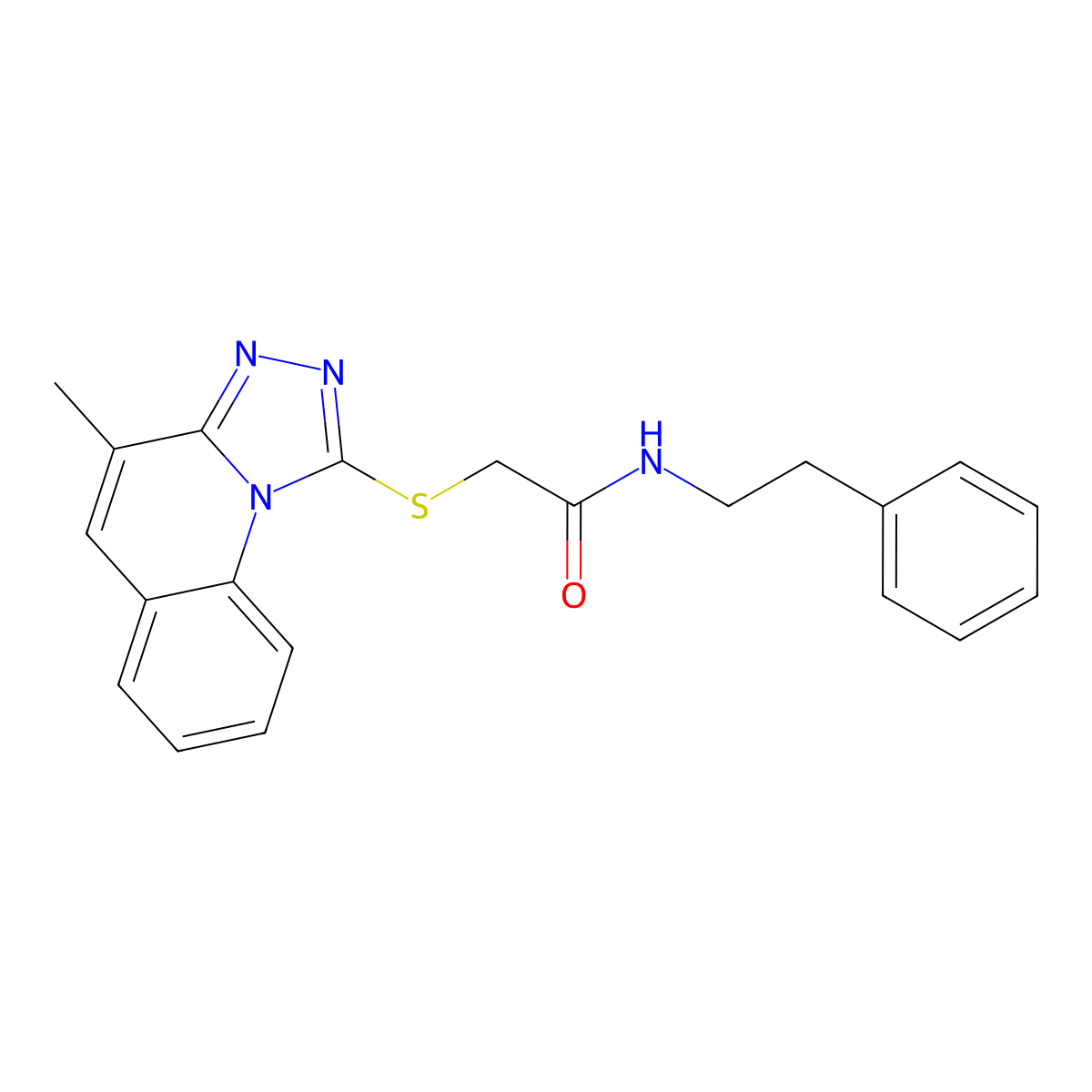 2-((4-methyl-[1,2,4]triazolo[4,3-a]quinolin-1-yl)thio)-N-phenethylacetamide molecular structure, CAS 671199-40-9