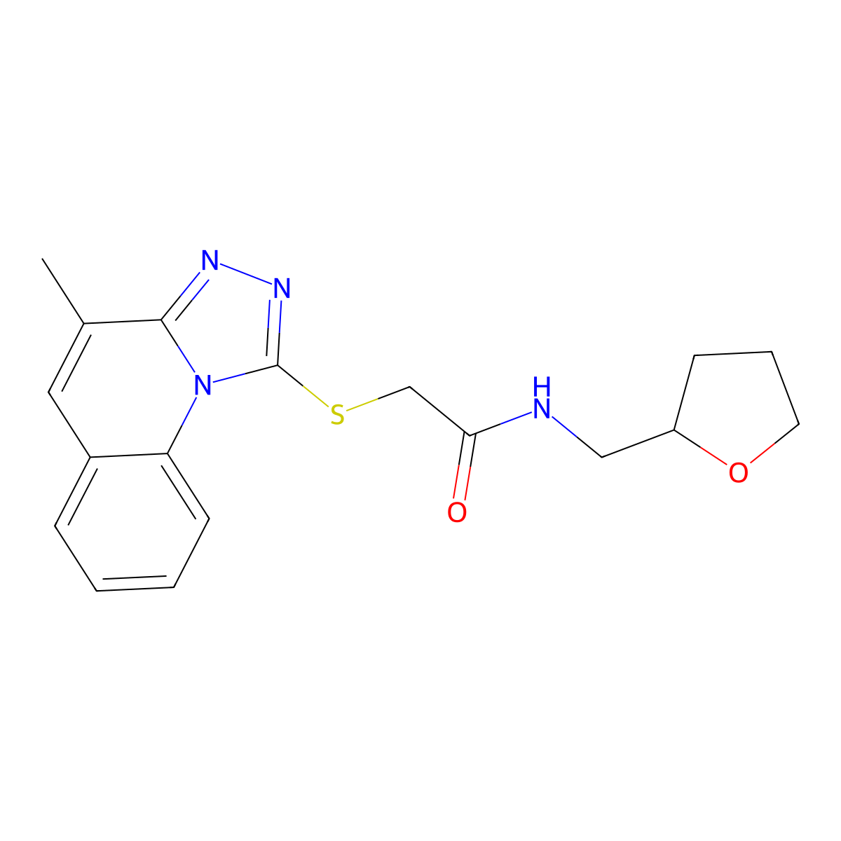 2-[(4-methyl[1,2,4]triazolo[4,3-a]quinolin-1-yl)thio]-N-(tetrahydro-2-furanylmethyl)acetamide molecular structure, CAS 671199-41-0
