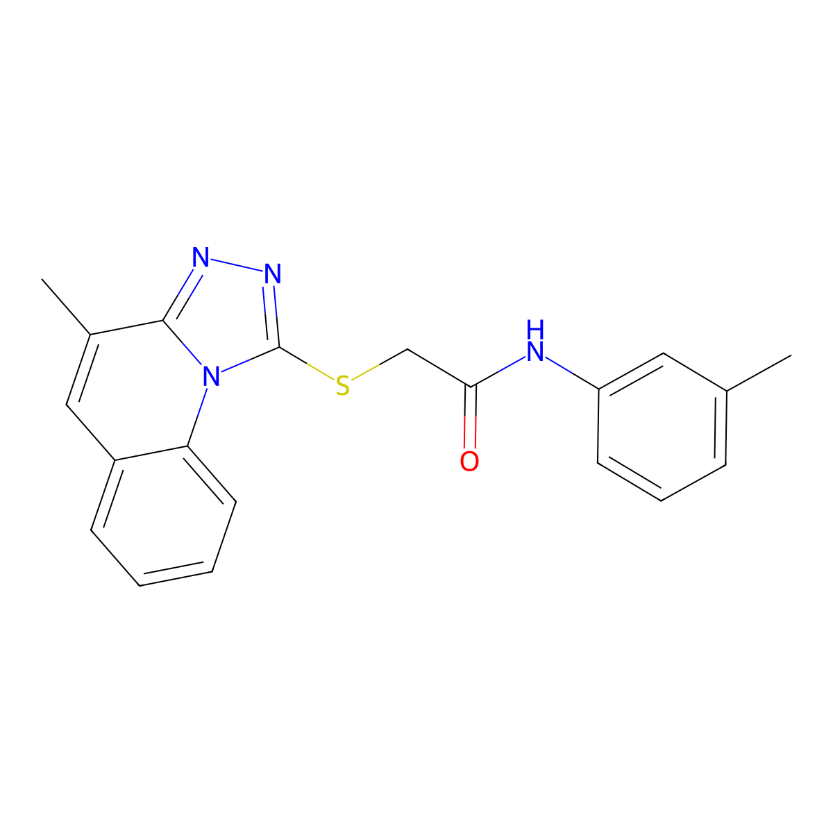 2-((4-methyl-[1,2,4]triazolo[4,3-a]quinolin-1-yl)thio)-N-(m-tolyl)acetamide molecular structure, CAS 671199-47-6
