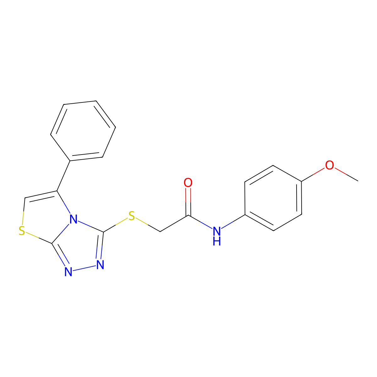 N-(4-methoxyphenyl)-2-((5-phenylthiazolo[2,3-c][1,2,4]triazol-3-yl)thio)acetamide molecular structure, CAS 671199-51-2