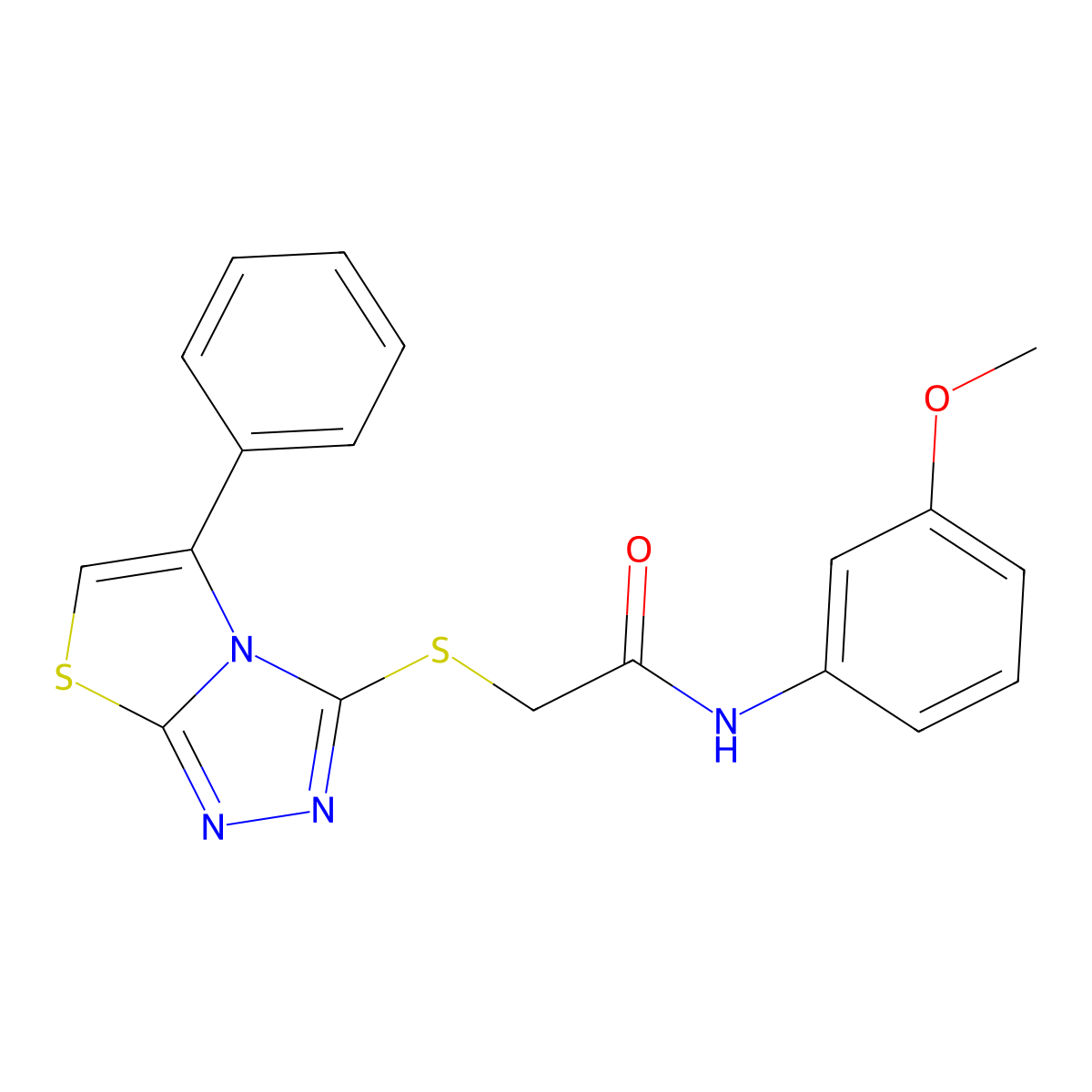 N-(3-methoxyphenyl)-2-({5-phenyl-[1,2,4]triazolo[3,4-b][1,3]thiazol-3-yl}sulfanyl)acetamide molecular structure, CAS 671199-52-3