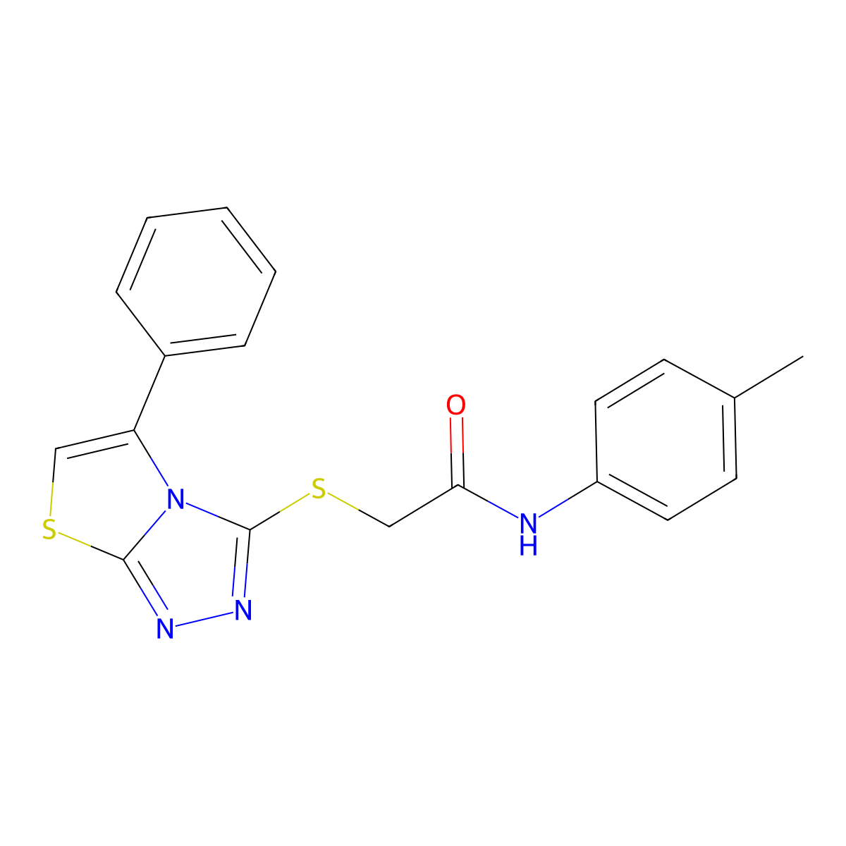 2-((5-phenylthiazolo[2,3-c][1,2,4]triazol-3-yl)thio)-N-(p-tolyl)acetamide molecular structure, CAS 671199-54-5