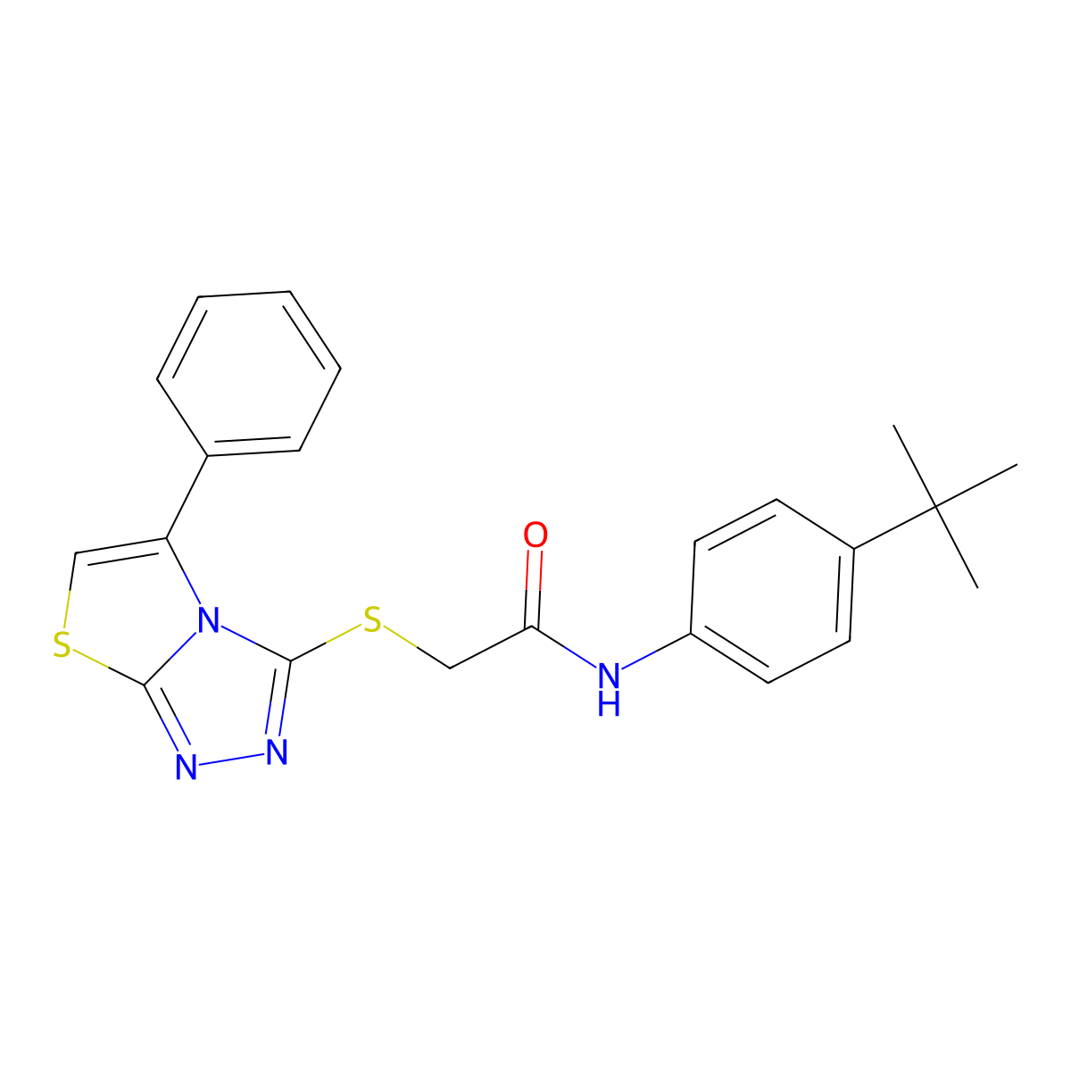 N-(4-(tert-butyl)phenyl)-2-((5-phenylthiazolo[2,3-c][1,2,4]triazol-3-yl)thio)acetamide molecular structure, CAS 671199-56-7
