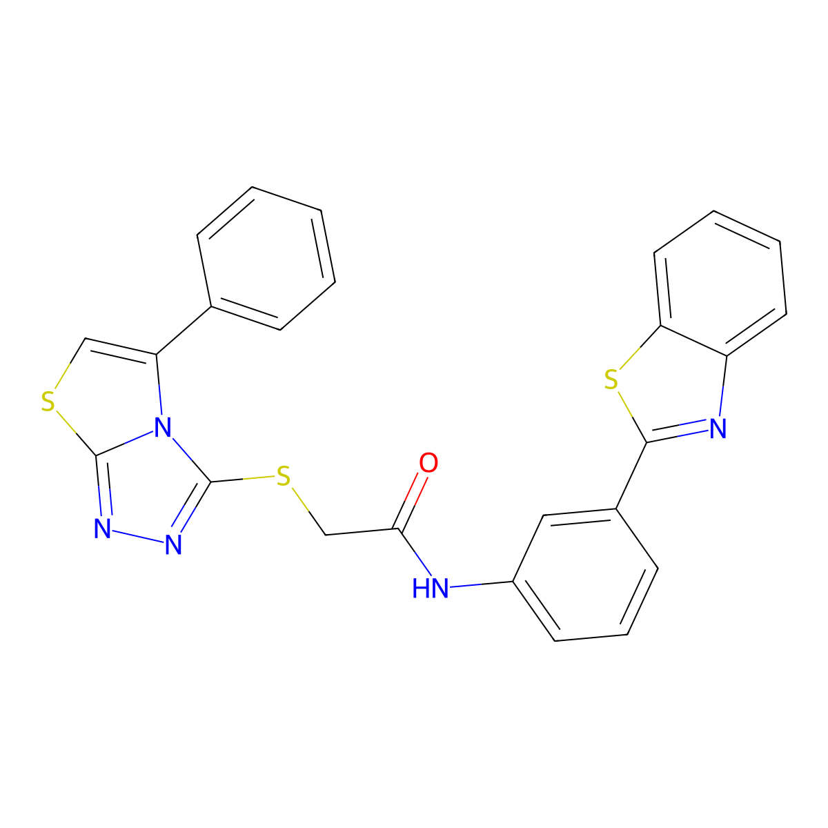 N-(3-(benzo[d]thiazol-2-yl)phenyl)-2-((5-phenylthiazolo[2,3-c][1,2,4]triazol-3-yl)thio)acetamide molecular structure, CAS 671199-57-8