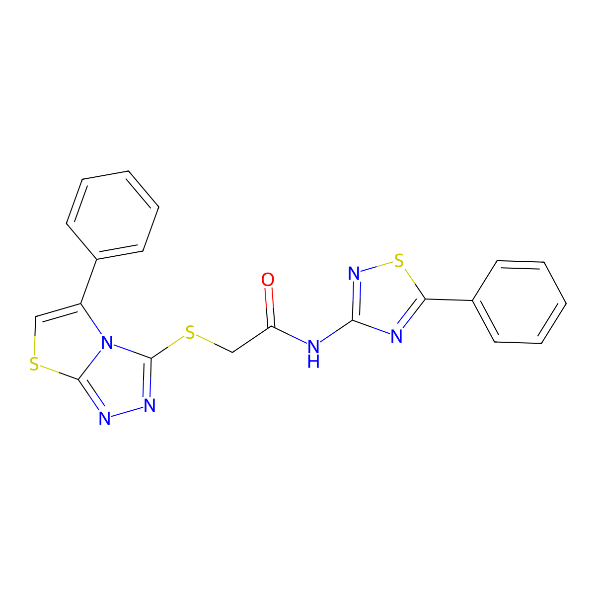 N-(5-phenyl-1,2,4-thiadiazol-3-yl)-2-[(5-phenyl-[1,3]thiazolo[2,3-c][1,2,4]triazol-3-yl)sulfanyl]acetamide molecular structure, CAS 671199-60-3