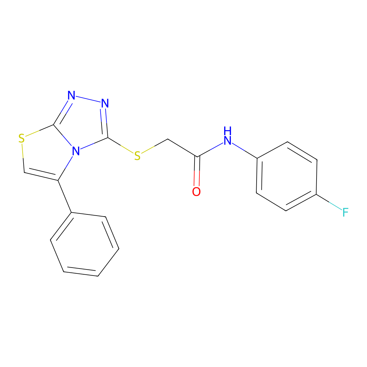 N-(4-fluorophenyl)-2-((5-phenylthiazolo[2,3-c][1,2,4]triazol-3-yl)thio)acetamide molecular structure, CAS 671199-61-4
