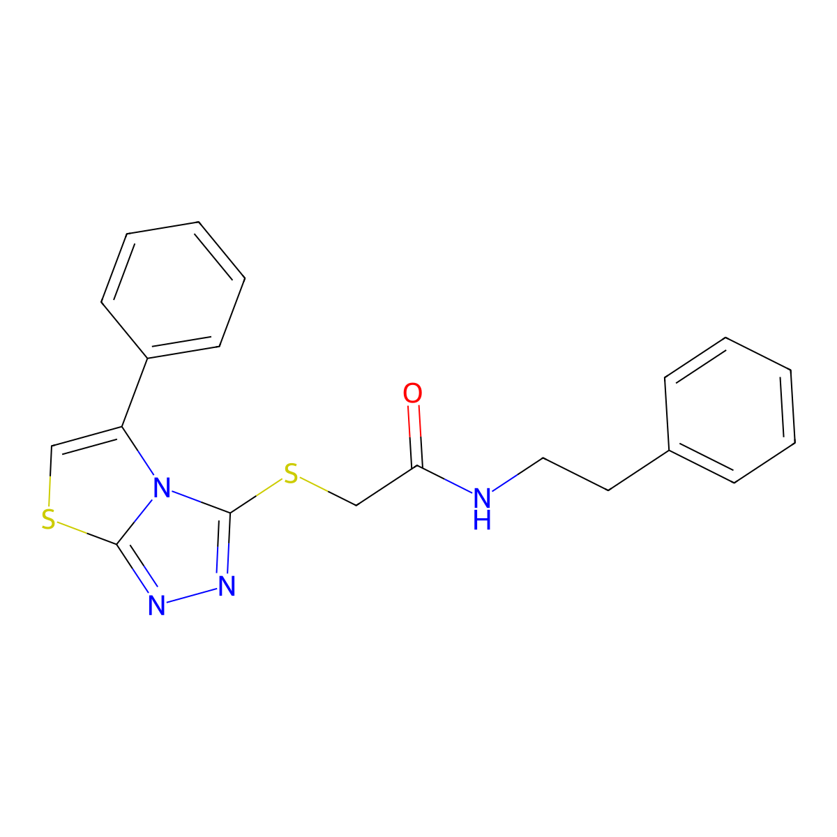 N-phenethyl-2-((5-phenylthiazolo[2,3-c][1,2,4]triazol-3-yl)thio)acetamide molecular structure, CAS 671199-62-5