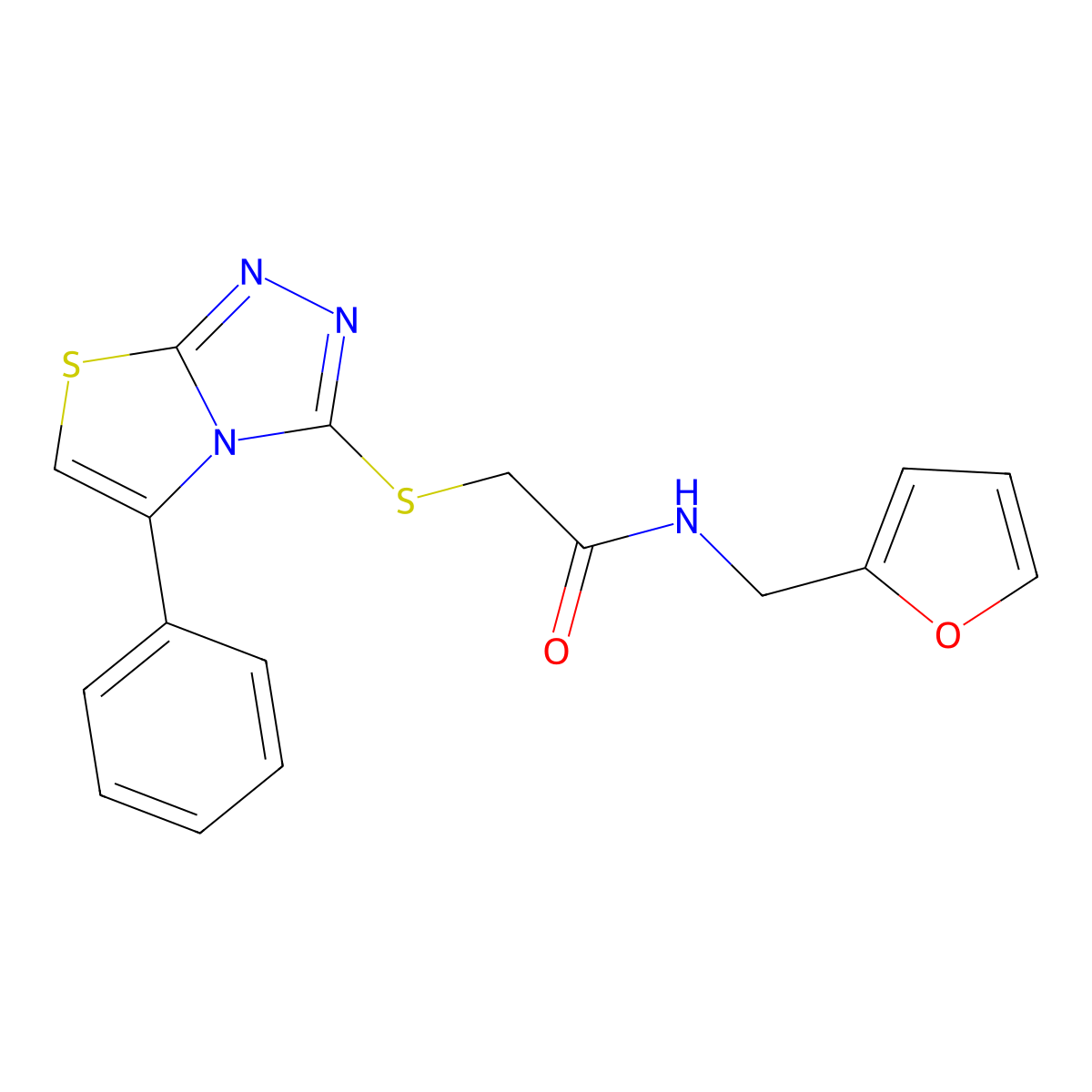 N-(2-furylmethyl)-2-[(5-phenyl[1,3]thiazolo[2,3-c][1,2,4]triazol-3-yl)thio]acetamide molecular structure, CAS 671199-63-6