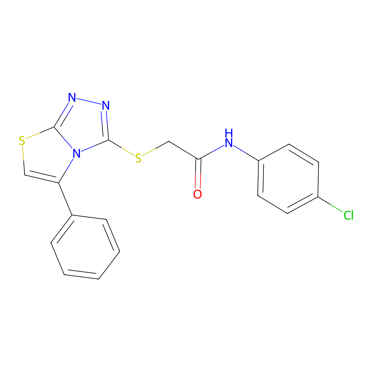 N-(4-chlorophenyl)-2-((5-phenylthiazolo[2,3-c][1,2,4]triazol-3-yl)thio)acetamide molecular structure, CAS 671199-68-1