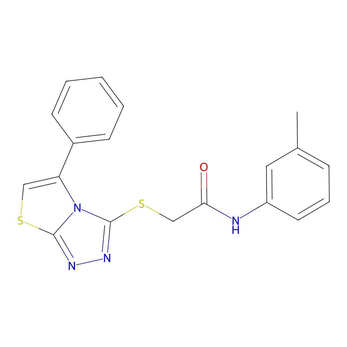 N-(3-methylphenyl)-2-({5-phenyl-[1,2,4]triazolo[3,4-b][1,3]thiazol-3-yl}sulfanyl)acetamide molecular structure, CAS 671199-77-2